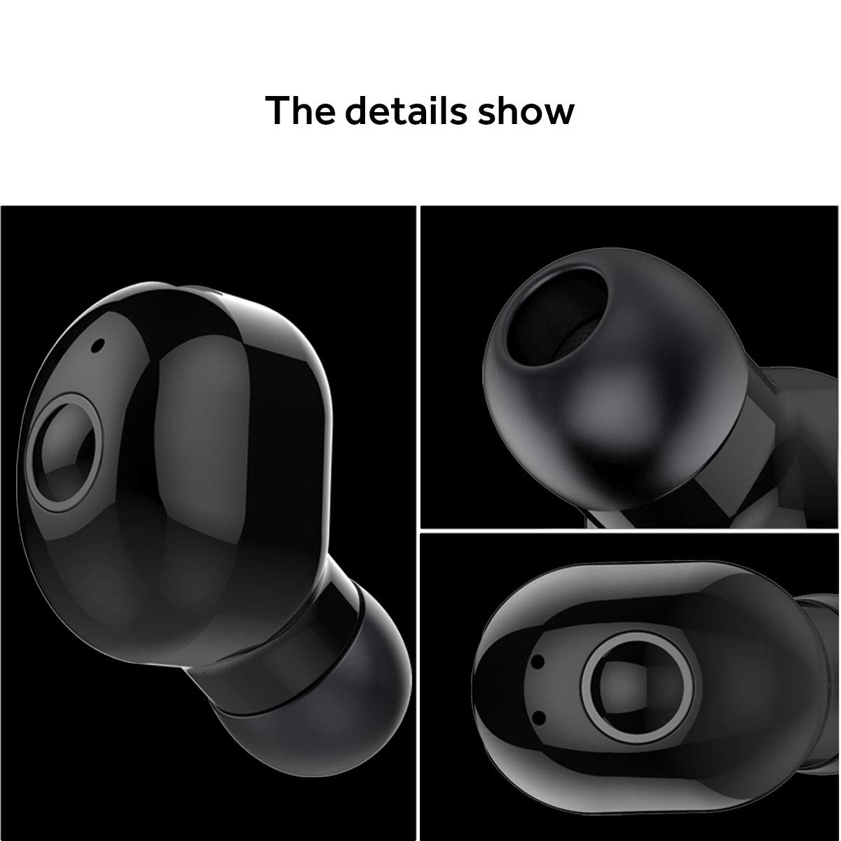 Bluetooth 5.0 Wireless Earbuds with Mic - 5 Hours Playtime, Mini In-Ear Headphones for iPhone, iPad, Samsung Galaxy, LG & Smartphones (Black) - Perfect for Gym, Running, Commuting & Work Calls