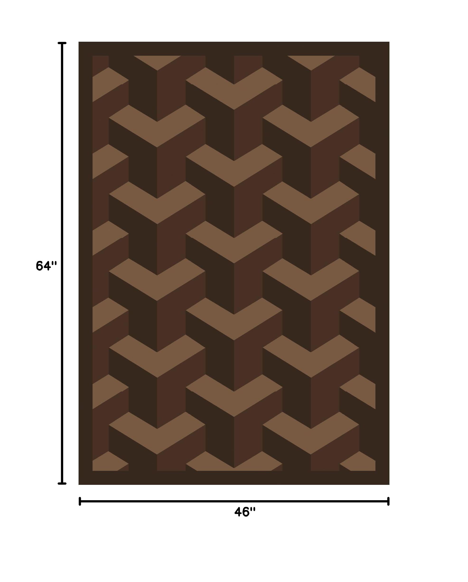 Joy Carpets Kaleidoscope Rooftop Whimsical Area Rugs - Chocolate Brown Non-Slip Kids Playroom Rug for Nursery, Bedroom & Play Areas