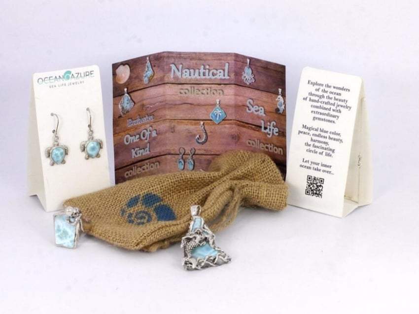 Larimar Crab Pendant Necklace - Handmade Sterling Silver Jewelry with Genuine Larimar Stone - Perfect for Beach Vacations, Summer Outfits & Boho Fashion
