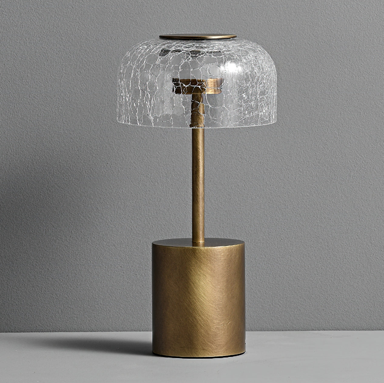 Rechargeable Crackle Glass Table Lamp with Built-in Battery - Perfect for Bedroom Nightstand, Living Room, and Office Desk Lighting