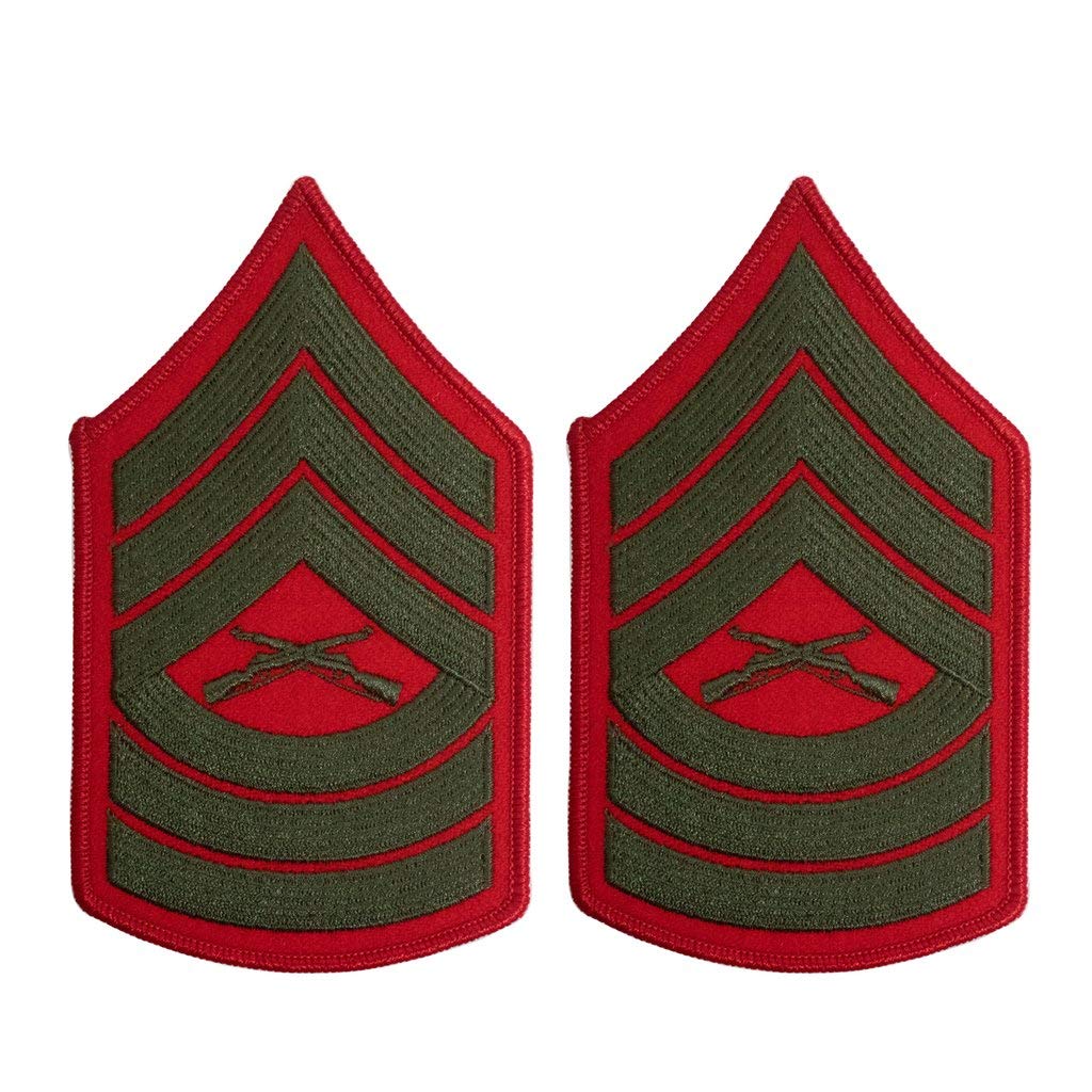 USMC Chevron Green on Red Enlisted Rank Patch - Official US Marine Corps Insignia for Uniforms, Tactical Gear & Military Collectibles - Perfect for Veterans, Cosplay & Display