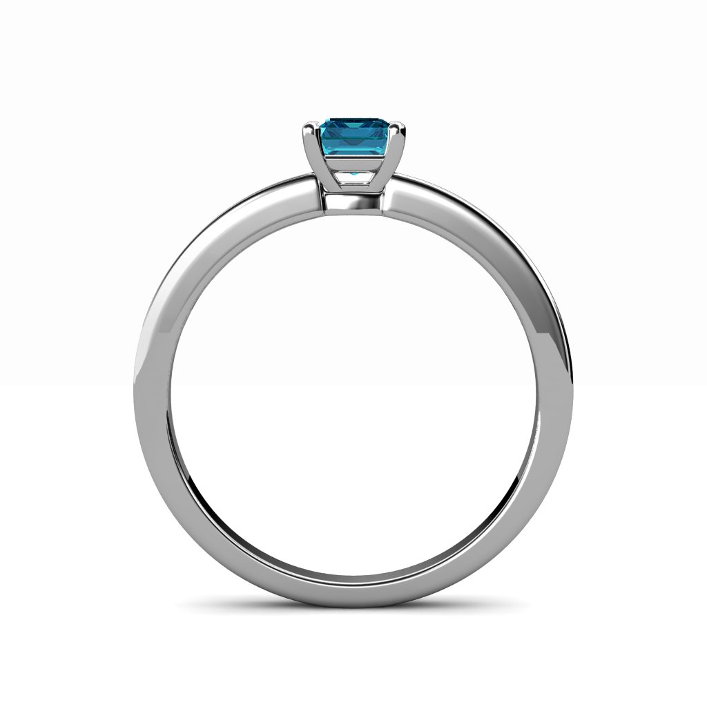 14K White Gold London Blue Topaz Engagement Ring - 7x5mm Oval Cut, 0.90 Carat Solitaire Scroll Design for Women | Perfect for Proposals, Anniversaries & Special Occasions