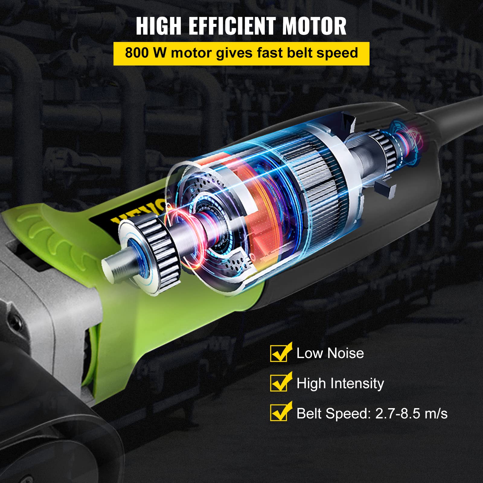 Mophorn 800W 220V Belt Sander - Variable Speed 700-3000 RPM Pipe & Tube Polisher for Metal, Wood & DIY Projects - Perfect for Home Workshops & Professional Use