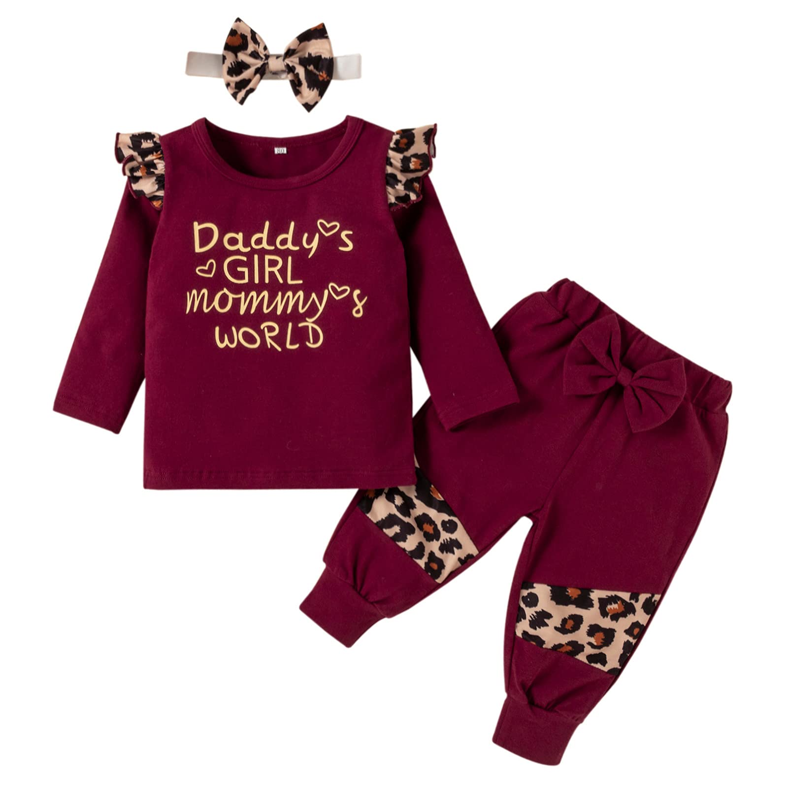 Elegant Fit & Flare Jumpsuits for Baby Girls - 2PC Toddler Outfit Set with Letter & Leopard Print - Perfect for Parties, Photos & Special Occasions