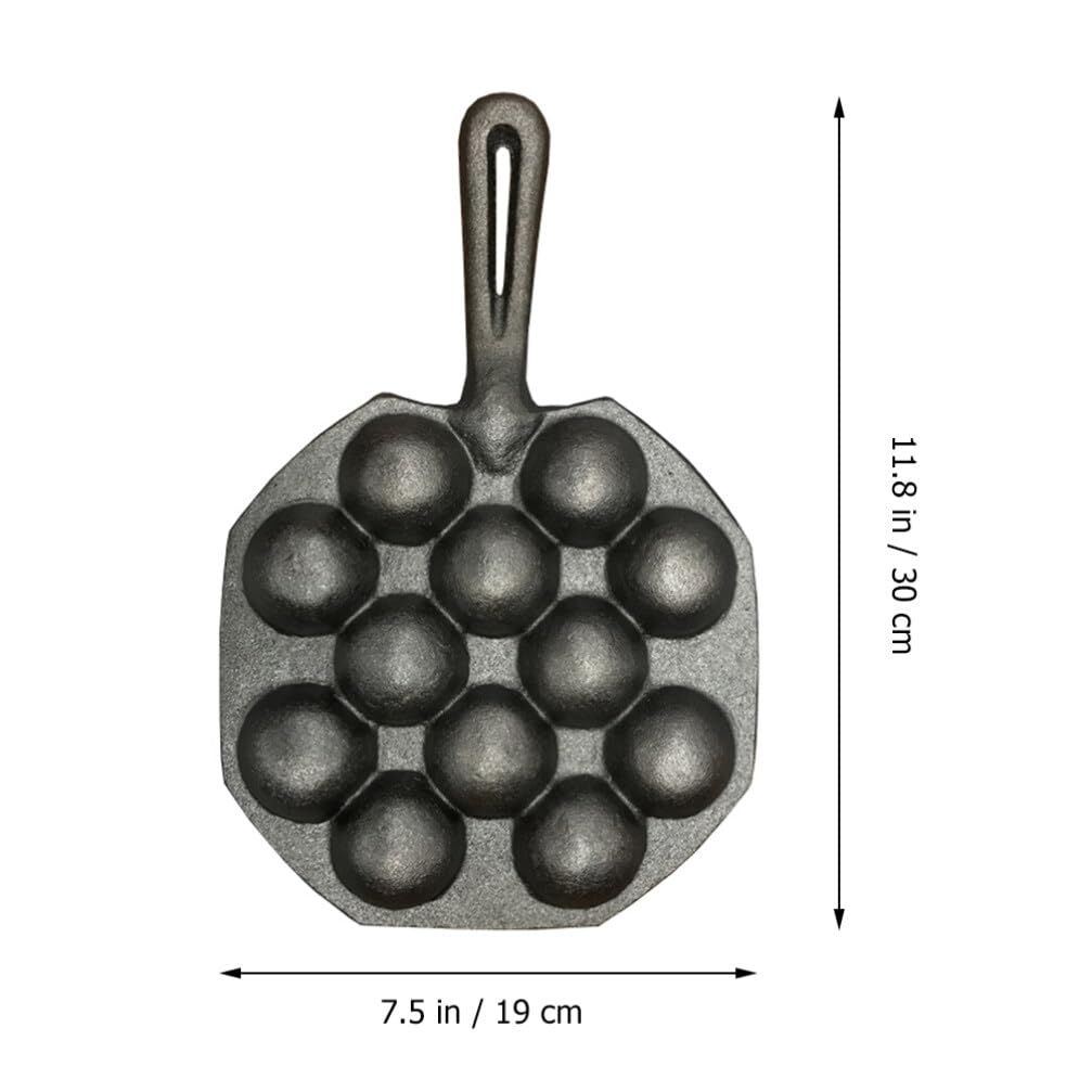 DOITOOL 2-Piece Cast Iron Takoyaki Pan - 12 Hole Non-Stick Octopus Ball Grill Pan for Perfect Japanese Snacks - Heavy Duty Takoyaki Maker for Home Cooking, Party & Street Food Style