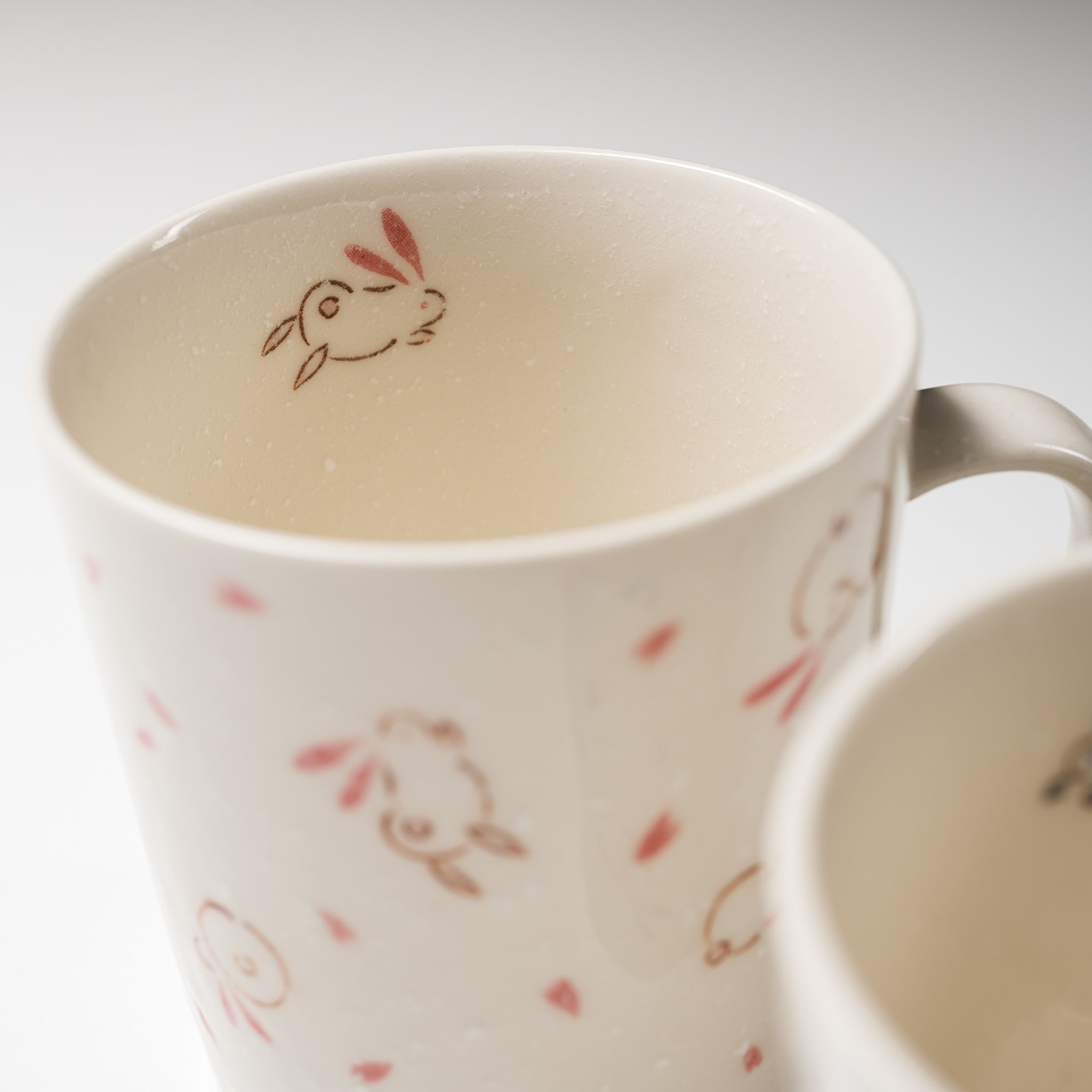 Snowing Rabbit Mug Cup - Cute Ceramic Coffee Cup with Rabbit Design, 2 Colors (White & Pink) - Perfect for Hot Drinks, Gifts, and Winter Cozy Moments