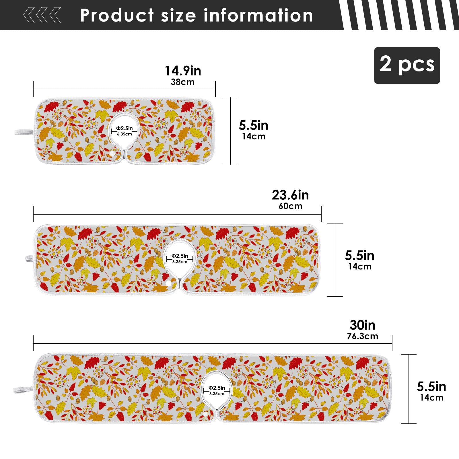 Premium Absorbent Kitchen Faucet Splash Guard Mat - Autumn Maple Leaves & Acorn Design, Quick-Dry Water Catcher for Farmhouse Sink, Bathroom & Kitchen Use - Perfect for Holiday Decor & Rustic Home Decor