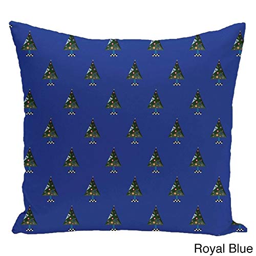 Royal Blue Green Red Polyester Decorative Pillow 26-inch - Holiday Pattern Throw Pillow Covers (Blue/Red/Green/Purple) Made in USA - Perfect for Sofa, Bed, Couch & Home Decor