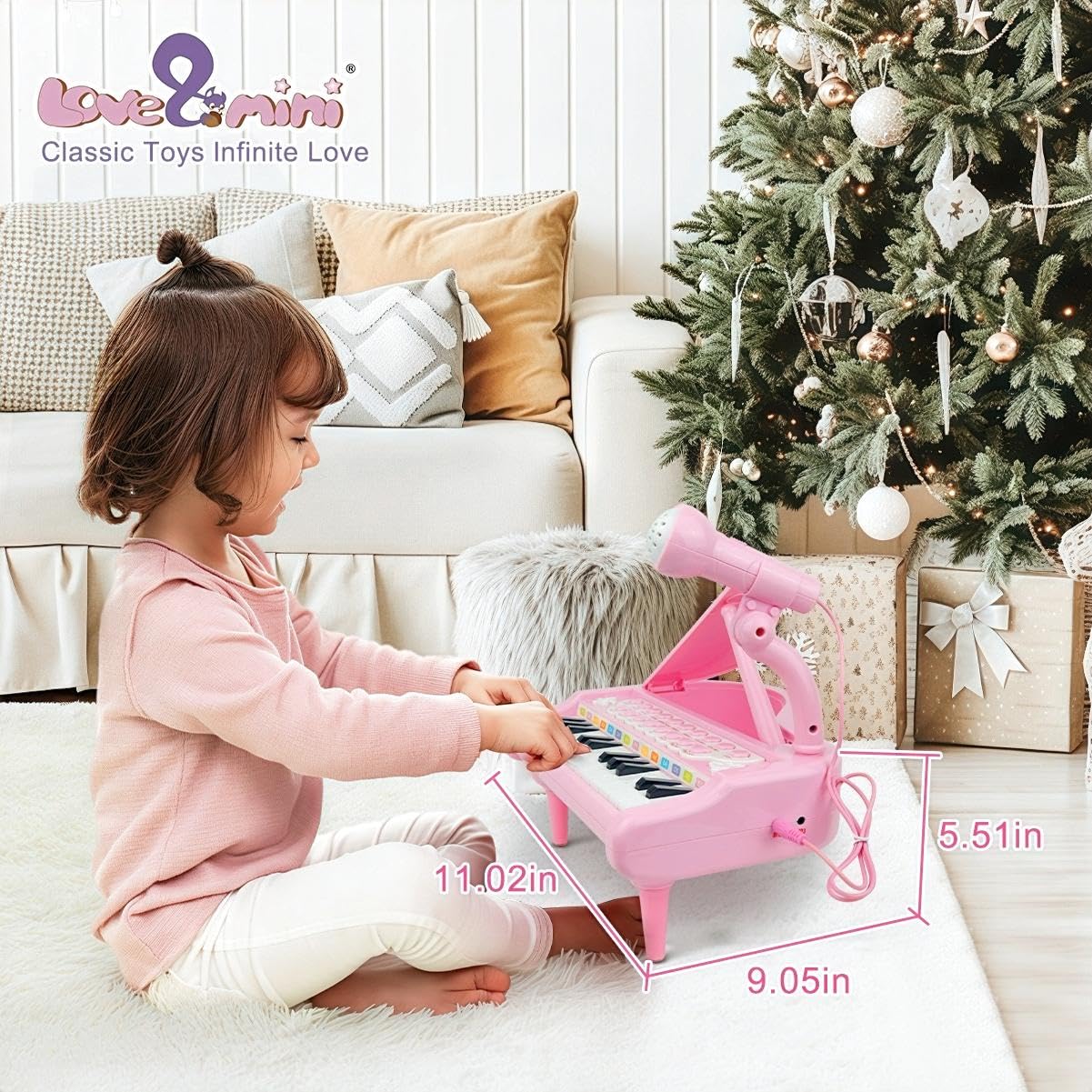 Pink Mini Piano Toy for Toddlers - 24-Key Musical Instrument with Microphone, Perfect First Birthday Gift for 1+ Year Old Girls | Fun Learning & Pretend Play