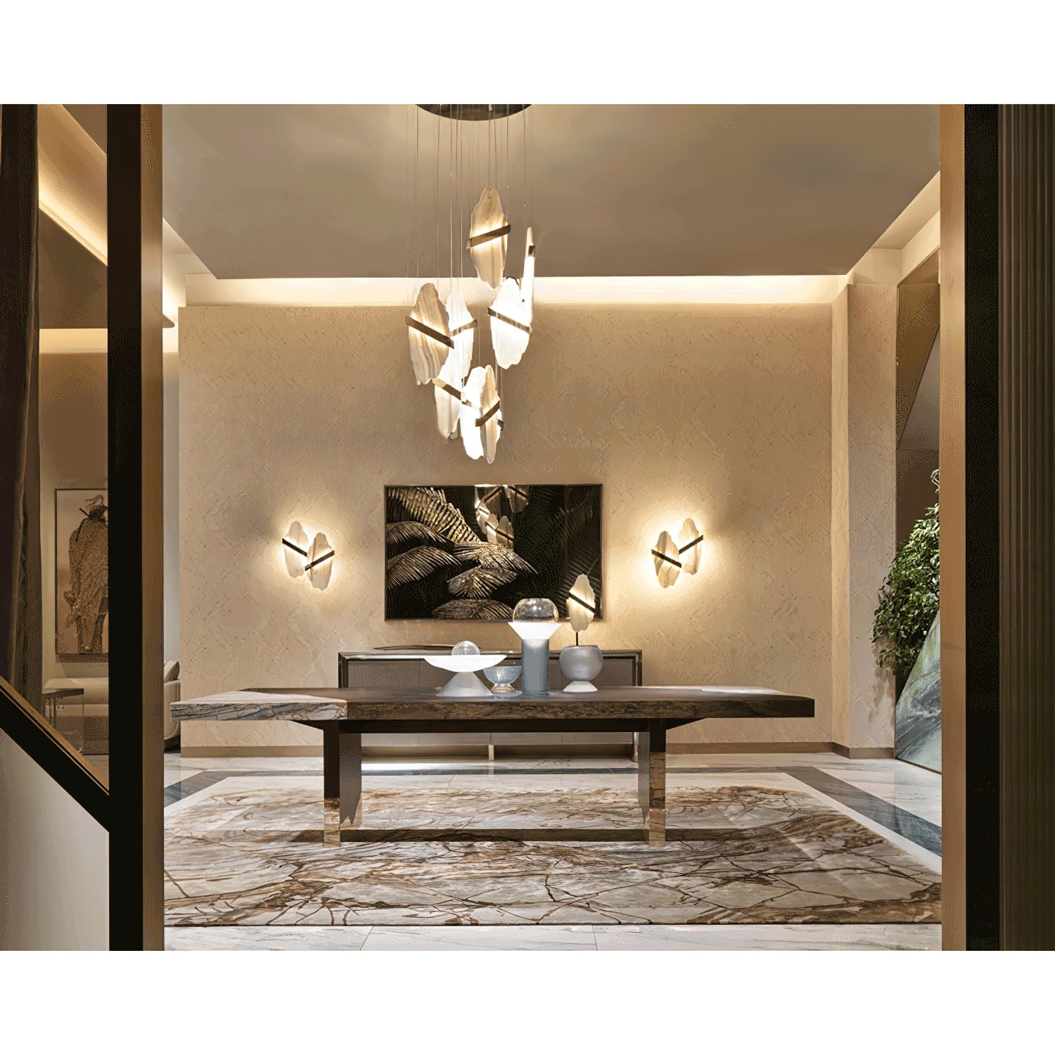 Auralith Crystal Chandelier - Elegant Modern Ceiling Light Fixture for Dining Room, Living Room & Bedroom | Energy Efficient LED Lighting for Home Decor