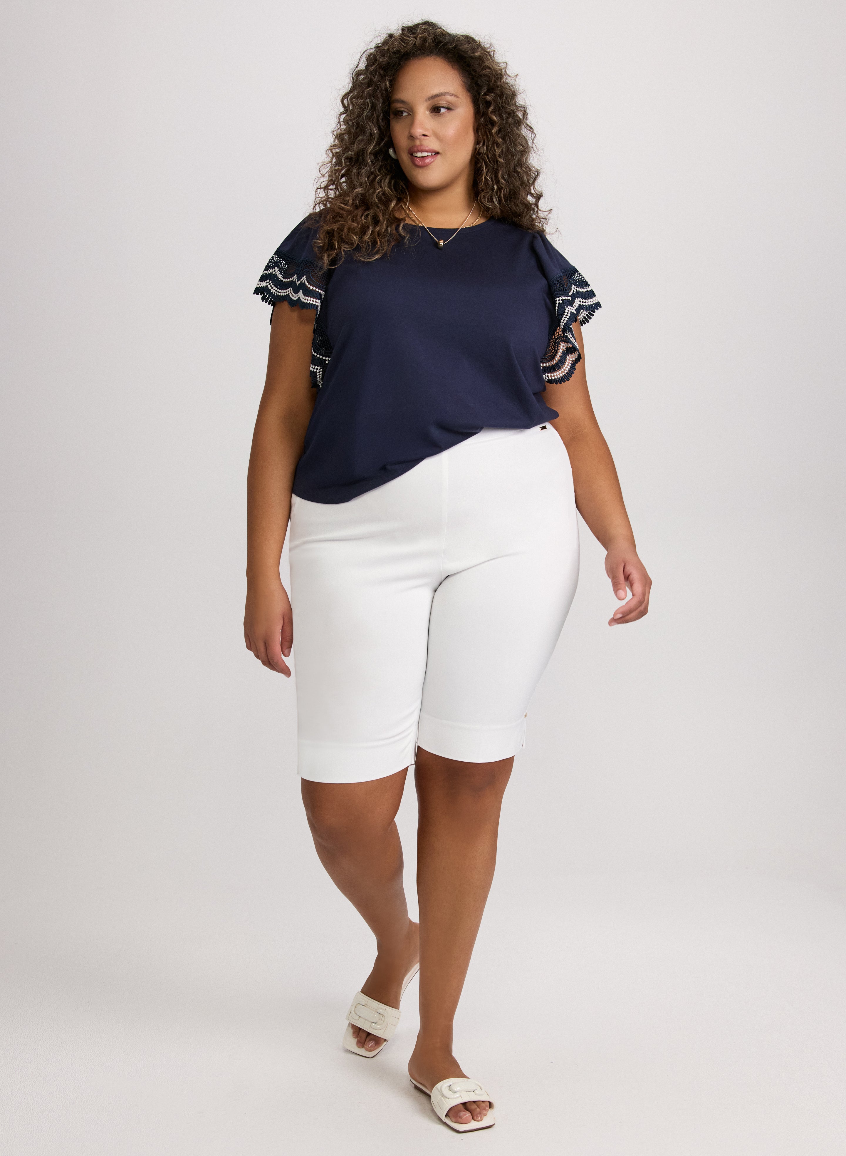 Stylish Bengaline Pull-On Shorts for Women - Comfortable Stretch Waist & Breathable Fabric - Perfect for Casual Wear, Travel & Summer Outfits