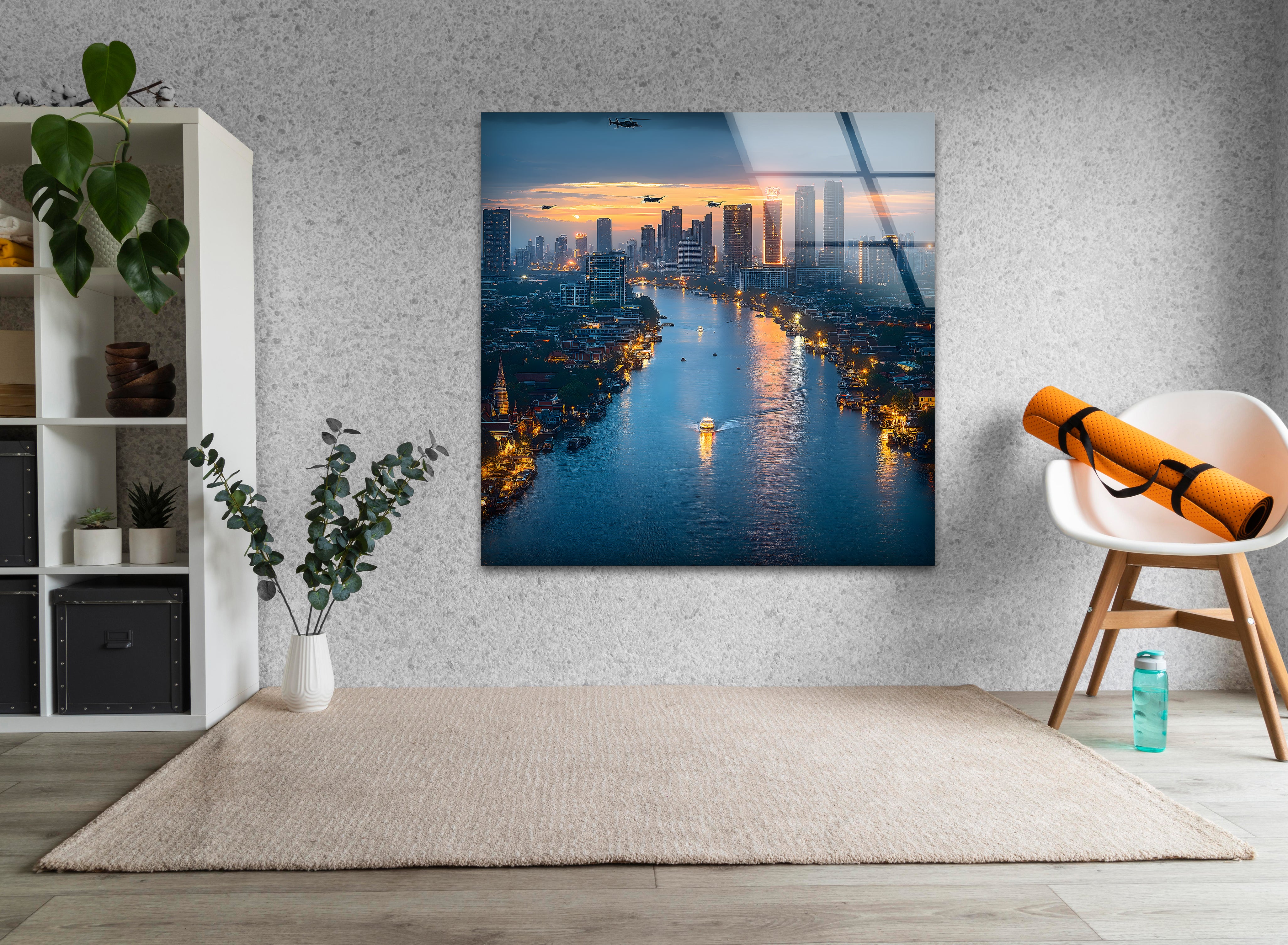 Bangkok Skyline Glass Wall Art - Stunning Cityscape Decor for Living Room, Office & Bedroom - Perfect Modern Home & Gift Idea
