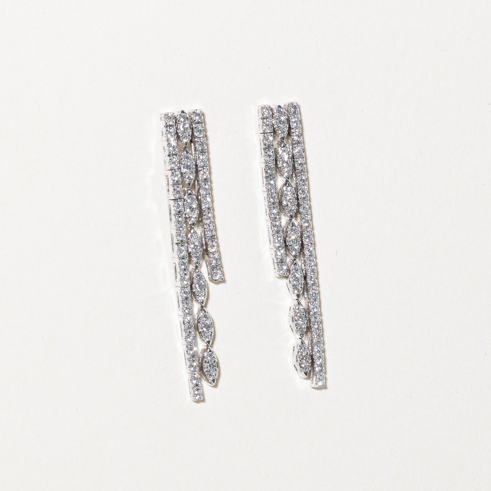 18K Gold Diamond Drop Earrings - 1.12 Carat Total Weight (CTW) | Elegant Dangle Earrings for Women, Perfect for Weddings, Parties & Special Occasions