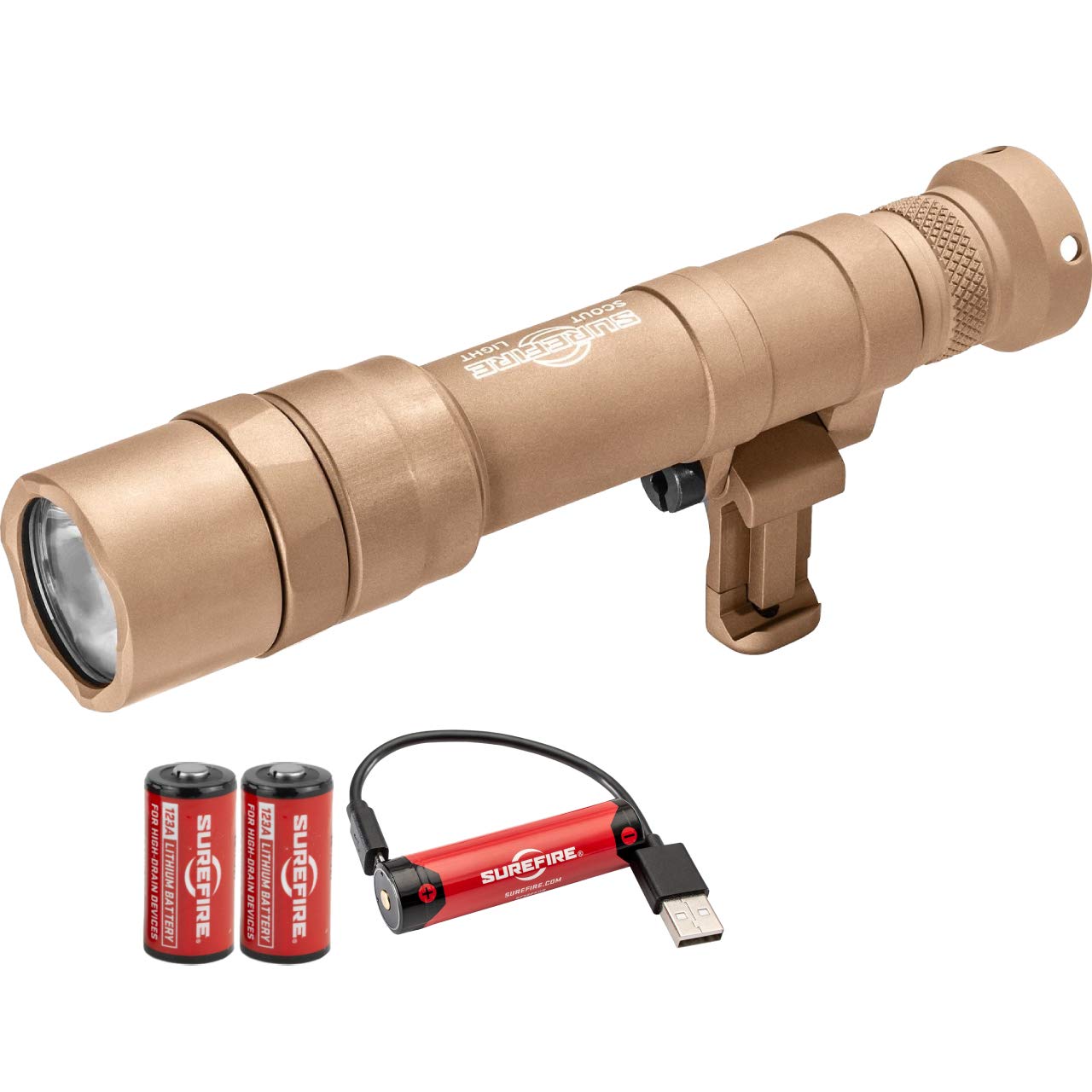 SureFire Dual Fuel Scout Light Pro - 1500 Lumens Tactical Flashlight with Z68 Tailcap & Extra Batteries | Weapon Mounted Light for Hunting, Camping & Home Defense