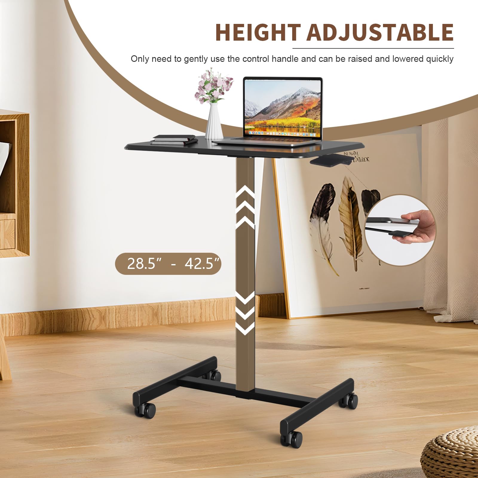 NEWBULIG Adjustable Height Standing Desk - 26 x 19 Inch Black Ergonomic Computer Workstation for Home Office, Gaming, Study & Meetings | Perfect for Small Spaces & Workspaces