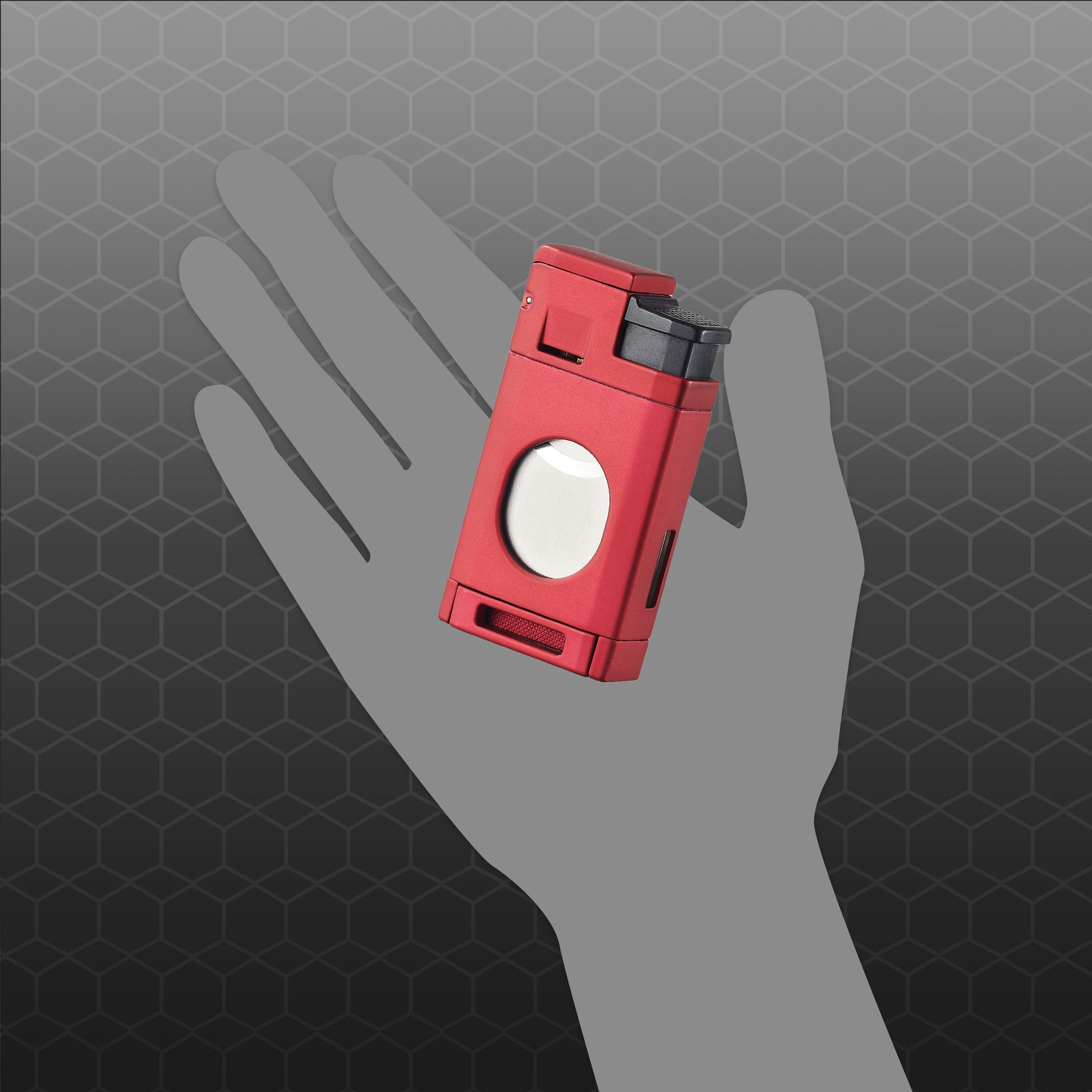 Visol LighCut Red Triple Torch Flame Lighter & Cigar Cutter - Premium Windproof Butane Lighter for Cigars, Cigarettes & Outdoor Use (Camping, BBQ, Hiking)