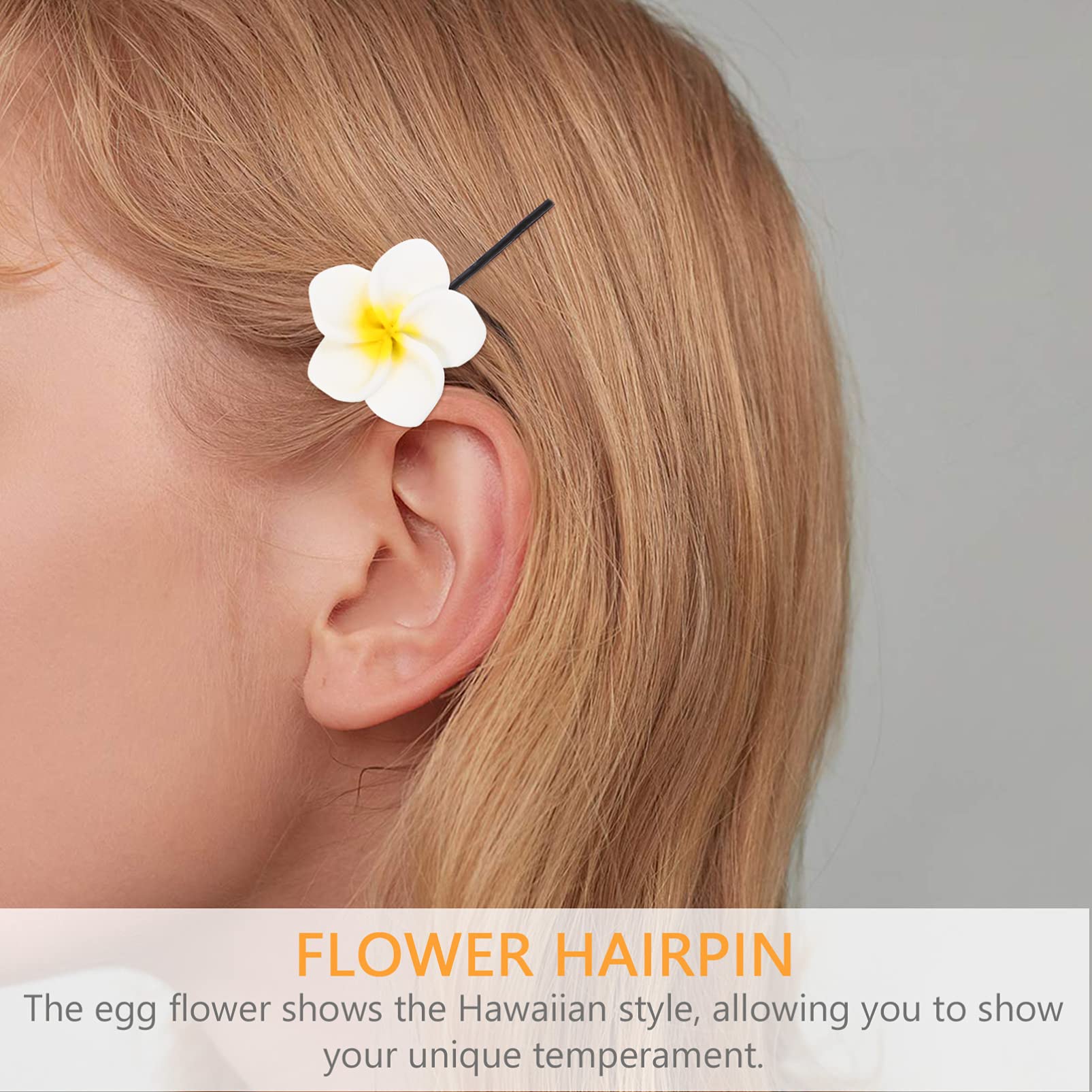 FRCOLOR 10pcs Hawaiian Plumeria Flower Hair Clips - Floral Hairpins Barrettes for Girls, Women - Summer Beach Boho Headwear Jewelry - Perfect for Vacations, Weddings, Pool Parties & Tropical Themed Events