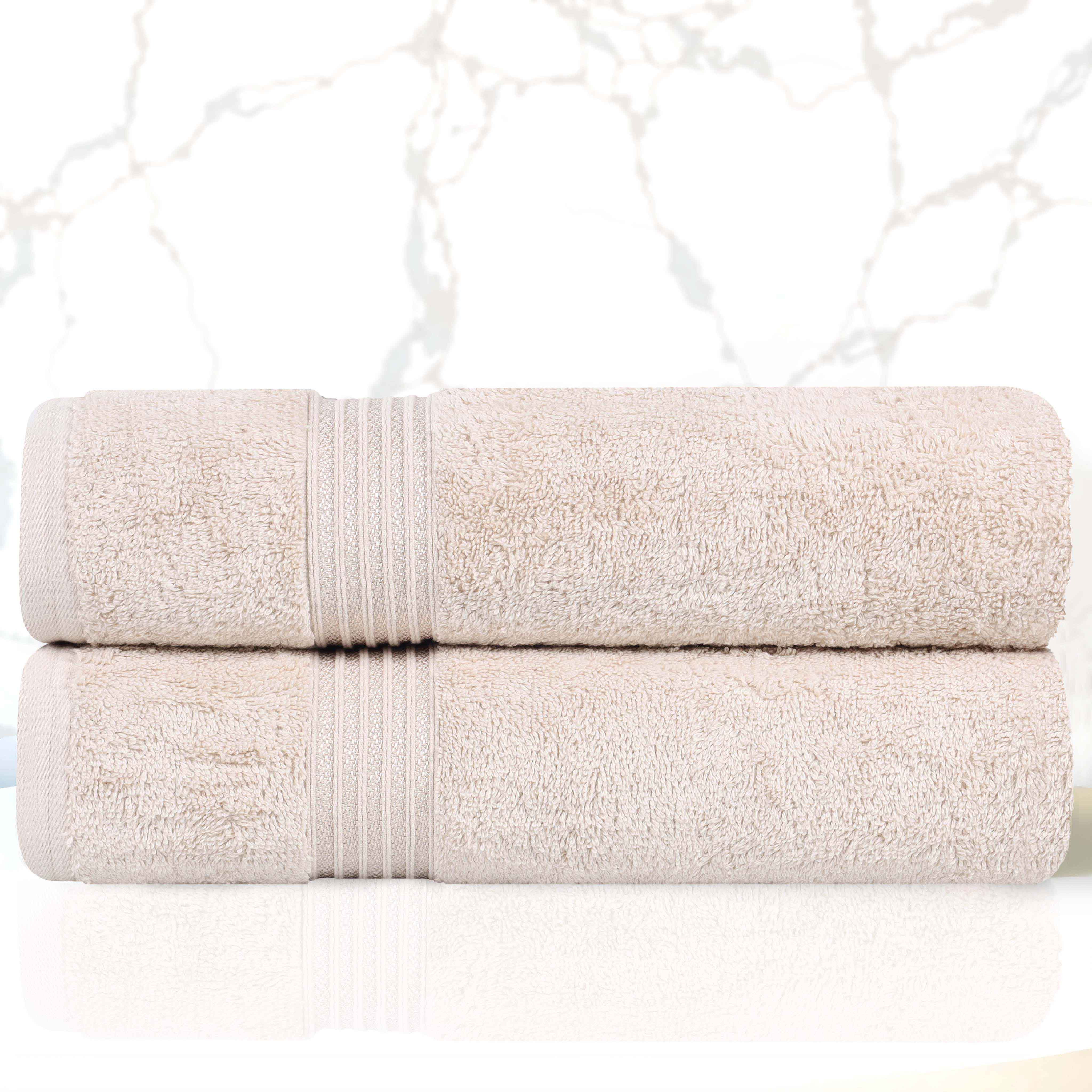 Premium Egyptian Cotton Bath Towels Set of 2 - Ultra Soft & Highly Absorbent - Luxury Bath & Spa, Beach, Gym Essentials for Home & Travel