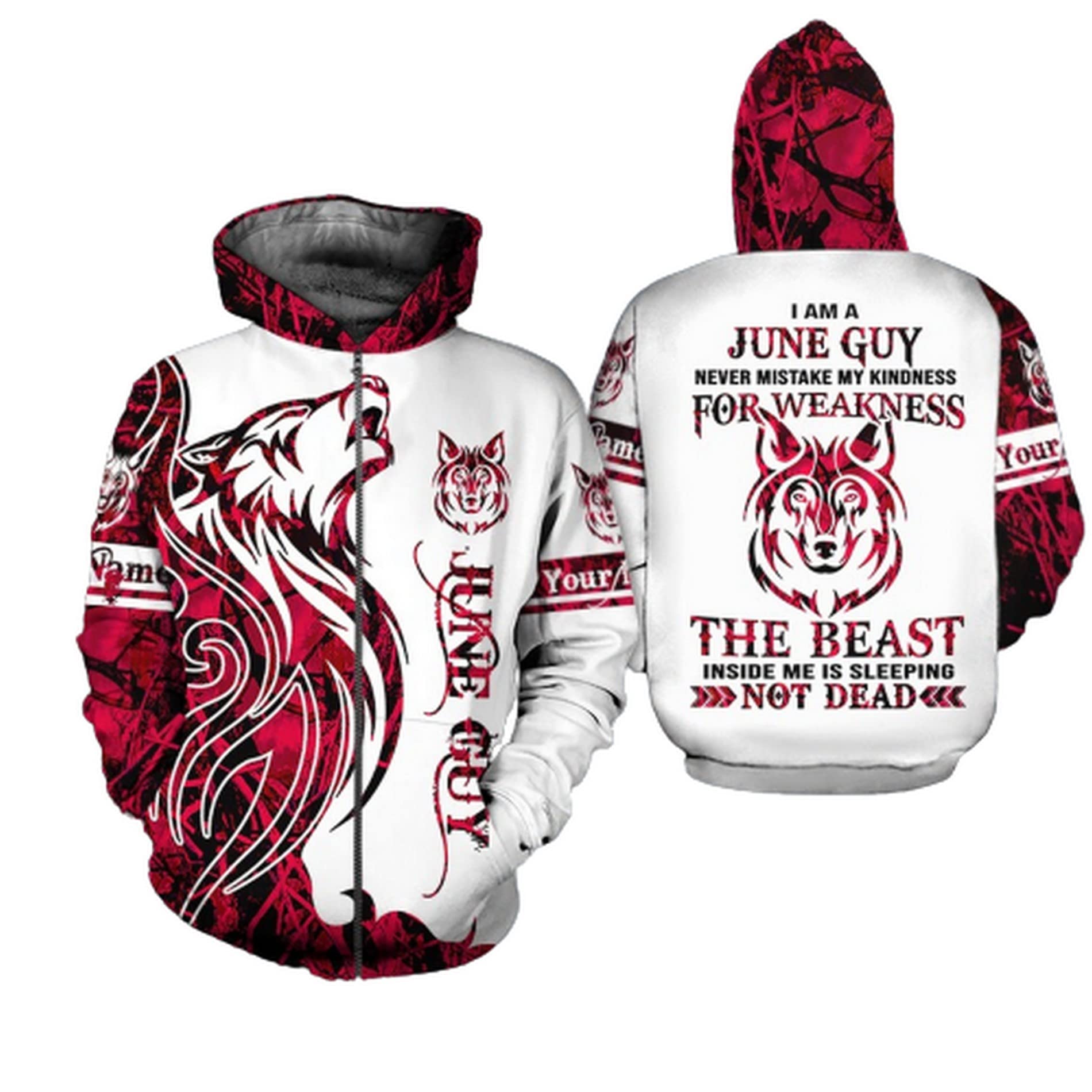 3D Printed June Guy Pullover Sweatshirt & Zip Hoodie - Personalized Unisex Hoodies with Front Pocket | Christmas & Birthday Gifts for Men and Women | Perfect for Casual Wear, Gifting & Seasonal Celebrations