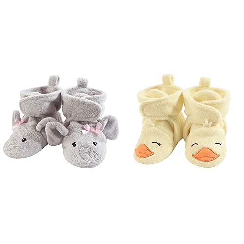Hudson Baby Fleece Booties 2-Pack - Elephant & Duck for 0-6 Months - Cozy Winter Wear