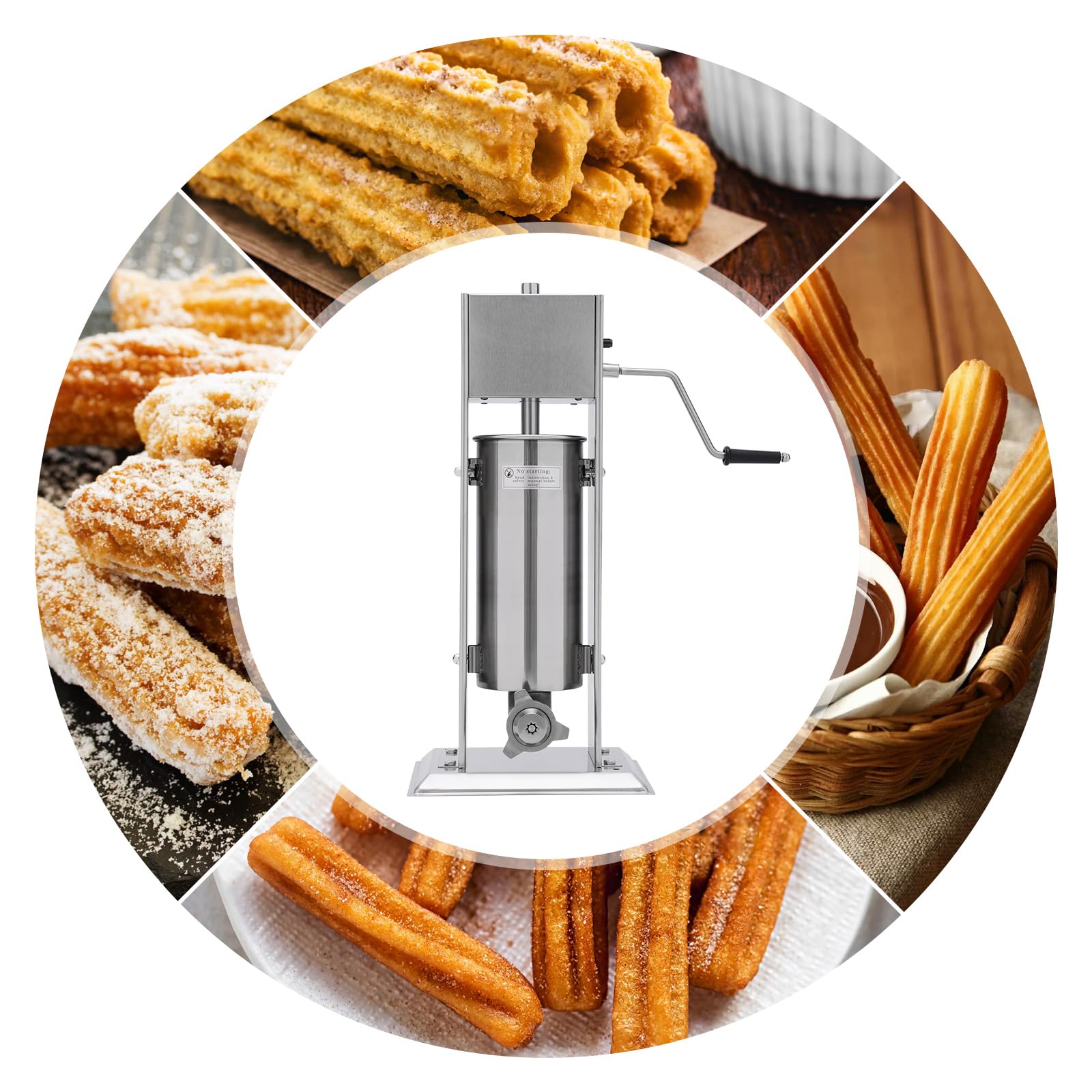 Commercial 5L Manual Churros Maker Machine - Stainless Steel Vertical Donut Maker with 4 Nozzles for Home, Restaurants, Bakeries | Perfect for Latin Desserts, Street Food, Breakfast & Party Snacks