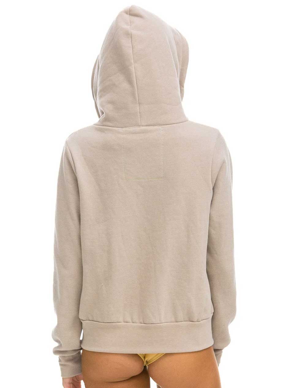 Aviator Nation Women's 5 Stripe Zip Hoodie - Sand Tan | Vintage Inspired Casual Pullover | Perfect for Streetwear, Gym & Cozy Loungewear