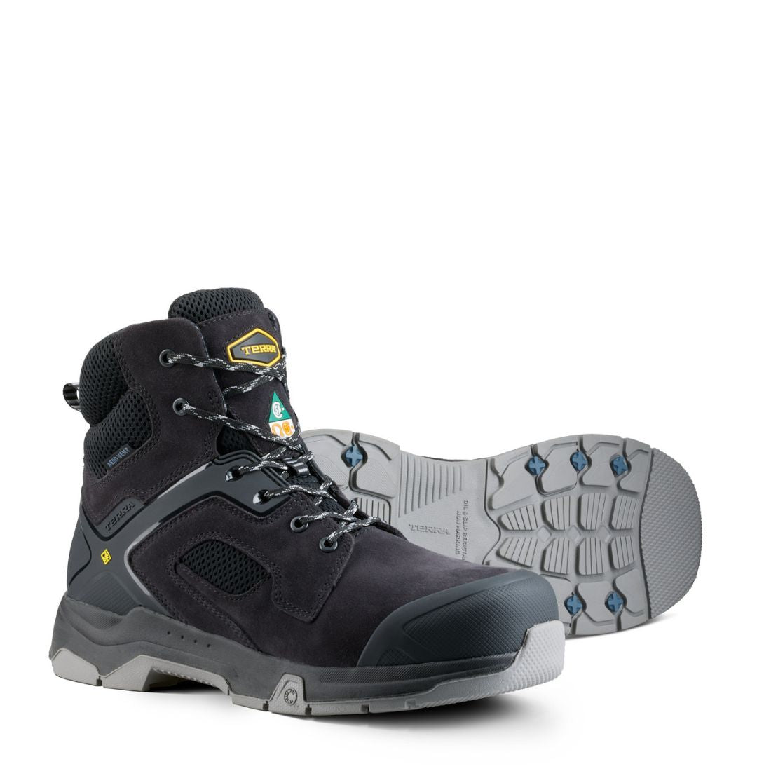 Terra Cobalt Men's 6 Inch Composite Toe Work Boots - Black (1279BK) | Waterproof Safety Shoes for Construction, Warehouse & Outdoor Work
