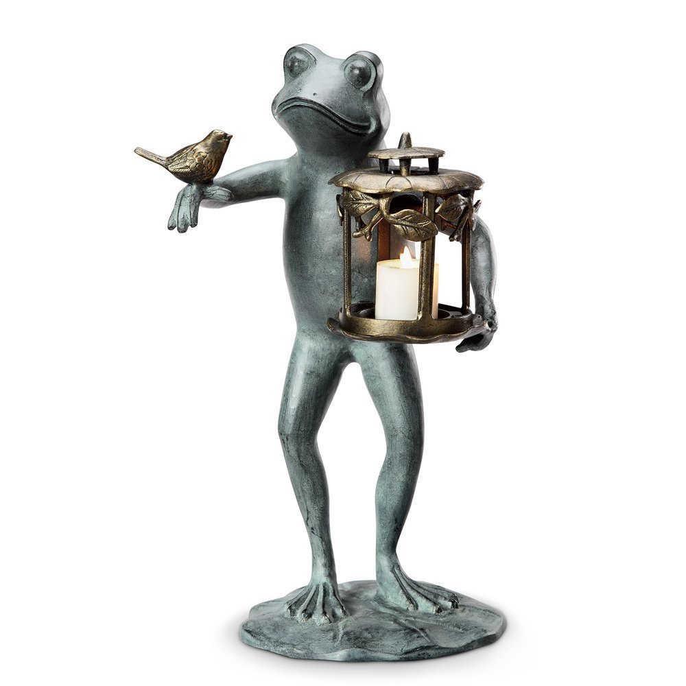 Frog and Bird Solar Garden Lantern - Outdoor Decorative Lighting for Patio, Yard, and Garden Decor