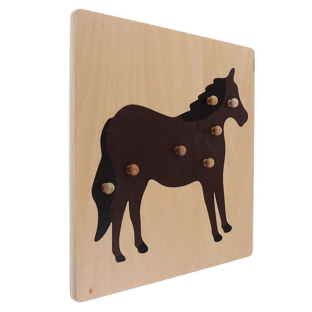 Montessori Wooden Animal Peg Puzzle Toy for Kids - Horse Jigsaw Puzzle, Educational Learning Toy for Toddlers & Preschoolers - Perfect for Classroom, Homeschooling & Pretend Play