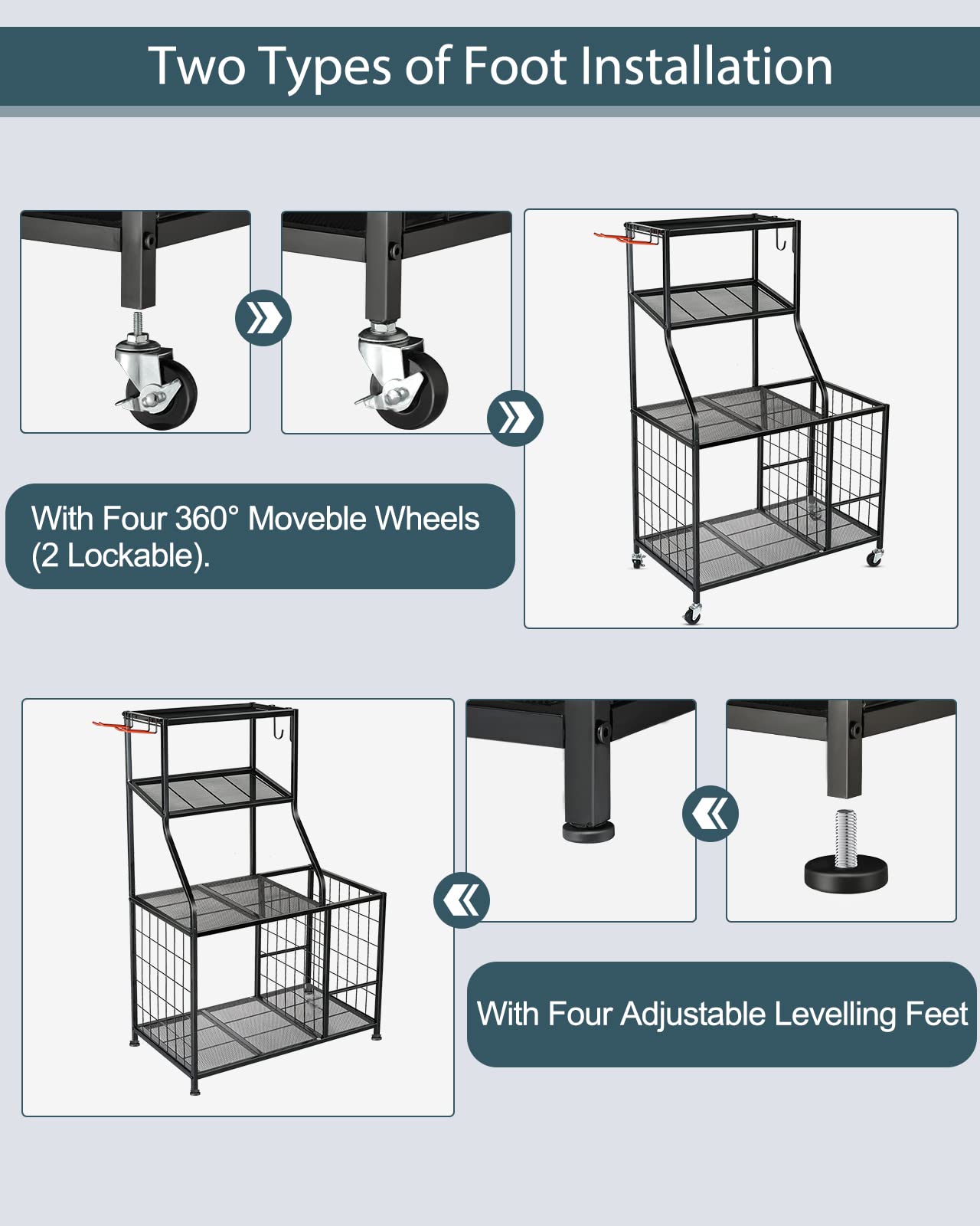 Dumbbell Rack with Wheels & Hooks - Heavy Duty Gym Storage Stand for Weight Plates, Home Workout Equipment Organizer | Perfect for Yoga Mat Storage, Strength Training Gear & Compact Home Gym Setup