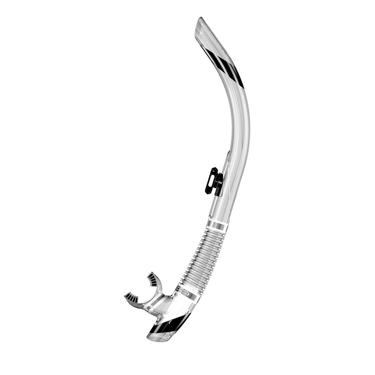 Atomic Aquatics SV1 Flex Snorkel - Clear/Black Snorkeling Gear for Scuba Diving, Swimming & Beach Vacations