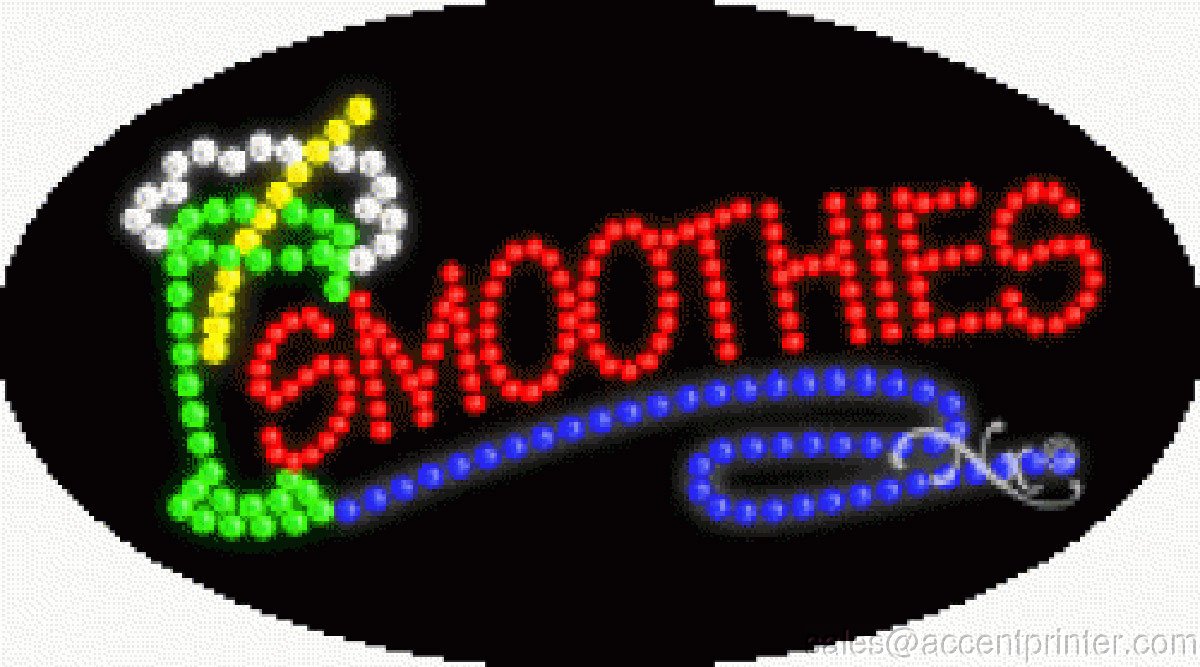 Energy Efficient Smoothies Flashing & Animated LED Sign - Bright Customizable Bar Cafe Restaurant Decor for Eye-Catching Advertising