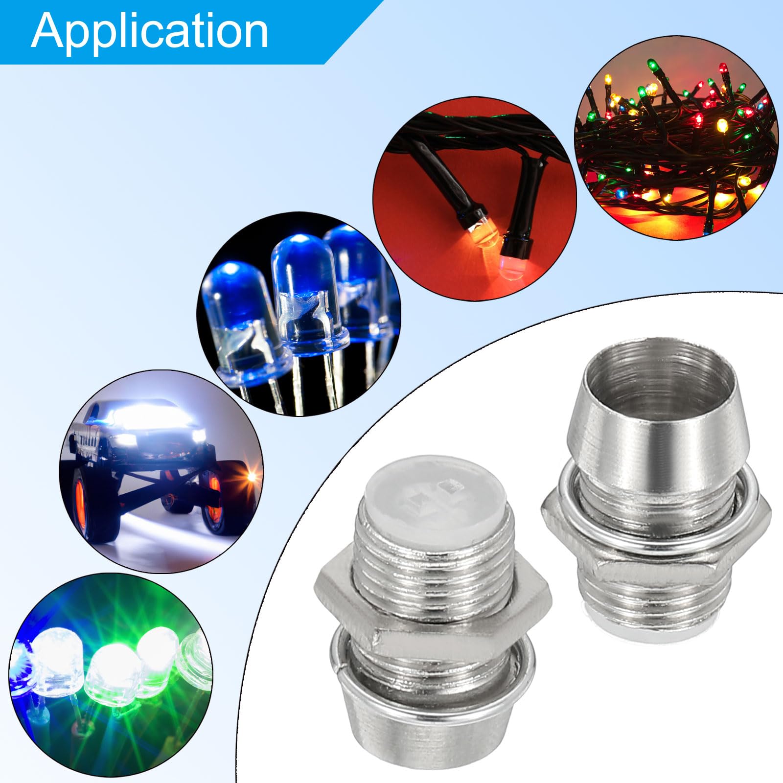 PATIKIL 20-Pack 5mm Aluminum LED Holder Clips - Silver Diode Mounting Brackets for Lamp Bulbs & LED Displays | Durable Socket Caps for Panel Bezel Mounting & DIY Lighting Projects