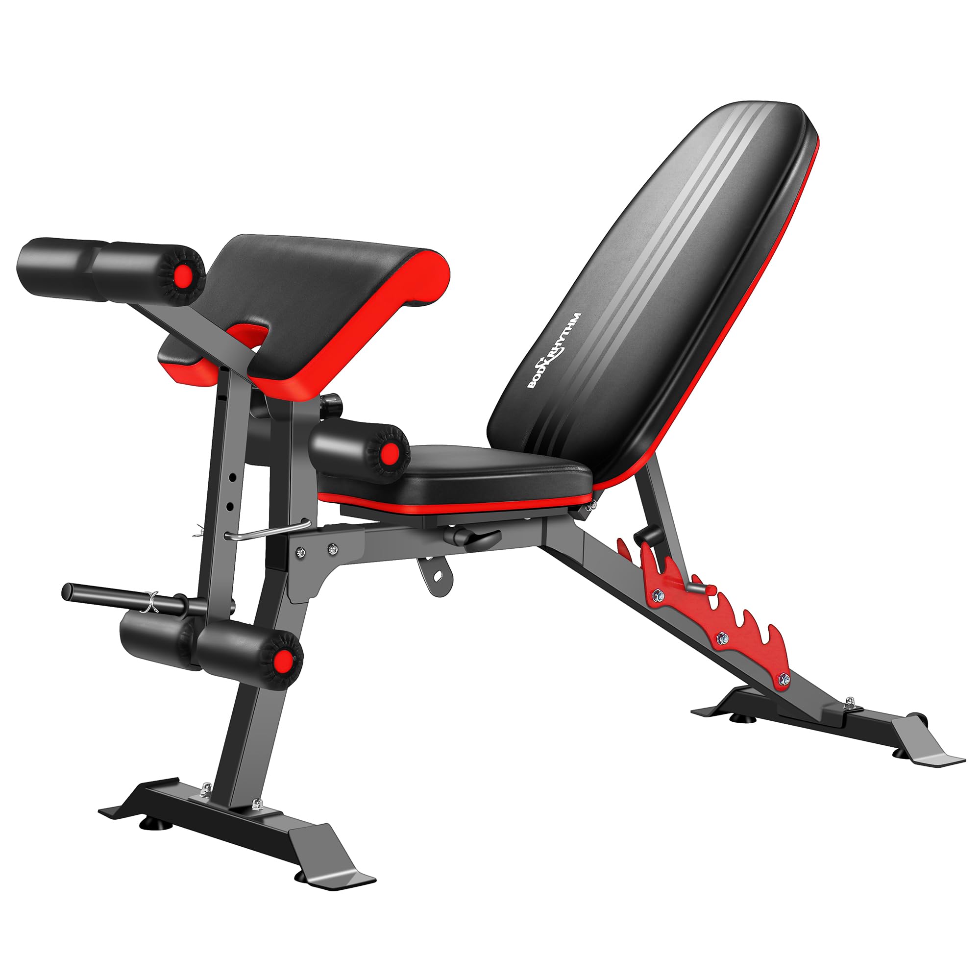 BODYRHYTHM Adjustable Weight Bench with Leg Extension & Preacher Pad - Multifunctional Home Gym Equipment for Full Body Workout, Strength Training, Flat/Incline/Decline Bench Press - Perfect for Home Fitness & Garage Gym Setup