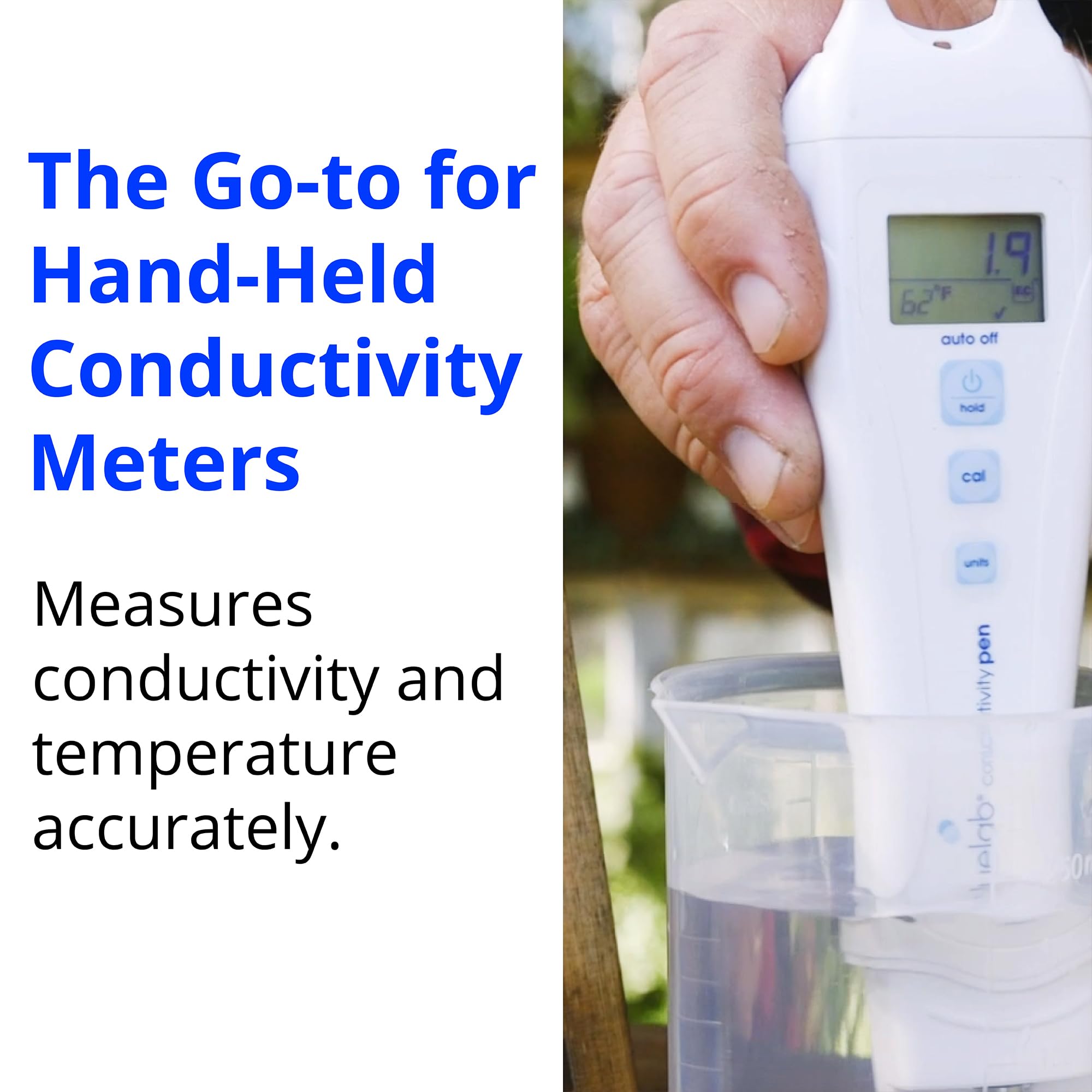 Bluelab Conductivity Pen Meter & Probe Care Kit - Water, Temperature, Nutrient Tester (CF, EC, PPM 500/700) with EC Solution & Cleaner for Hydroponics, Indoor Plants, Greenhouses & Aquariums