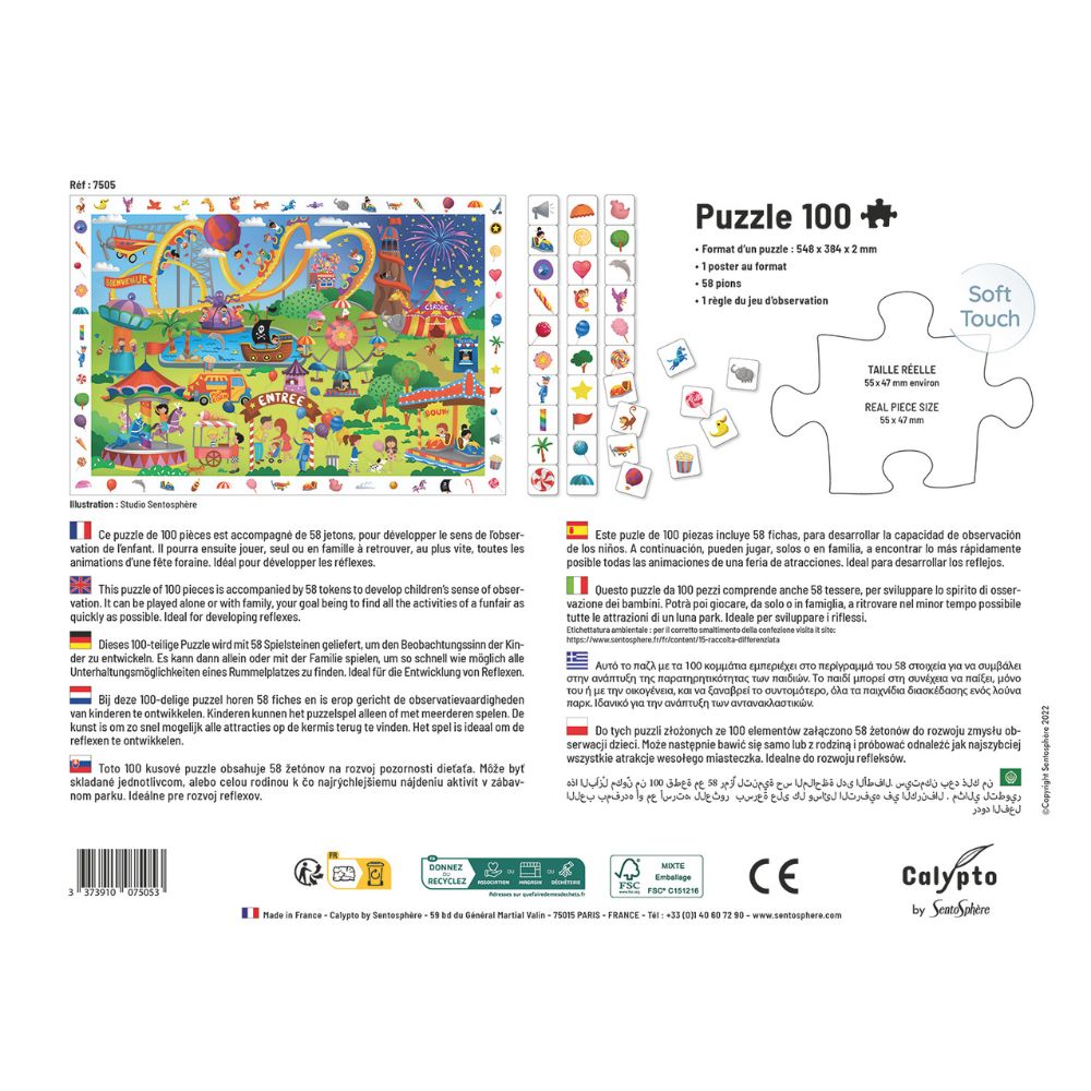 Calypto Jigsaw Puzzle - Search & Find Fun Fair 100 Piece Puzzle for Kids & Adults - Perfect for Family Game Night & Educational Play