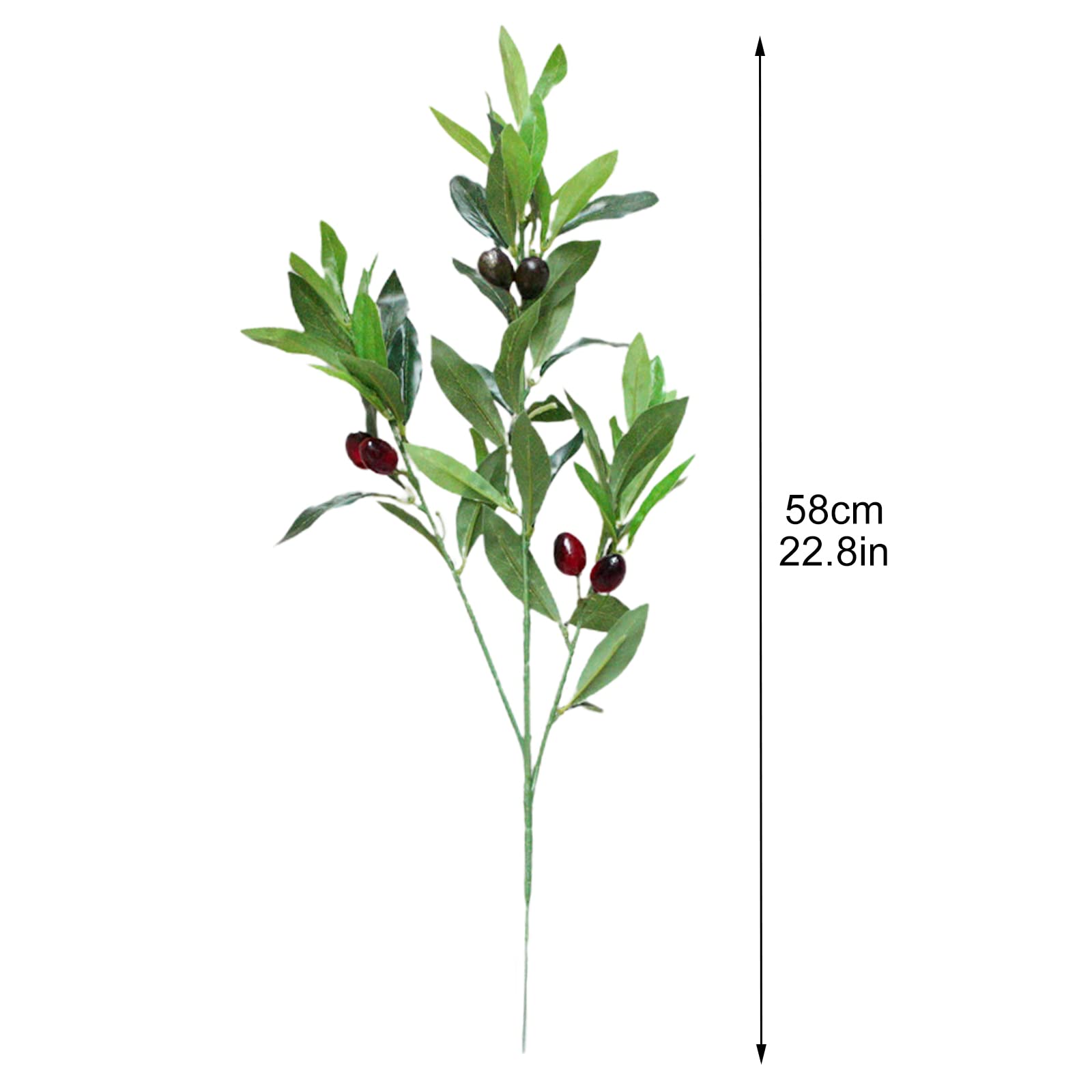 23in Artificial Olive Branches - 3pcs Long Stem Fake Olive Leaves, Faux Greenery for Vase Bouquets, Wedding Centerpieces, Home Decor & Floral Arrangements - Perfect for Farmhouse, Boho & Mediterranean Style Decor