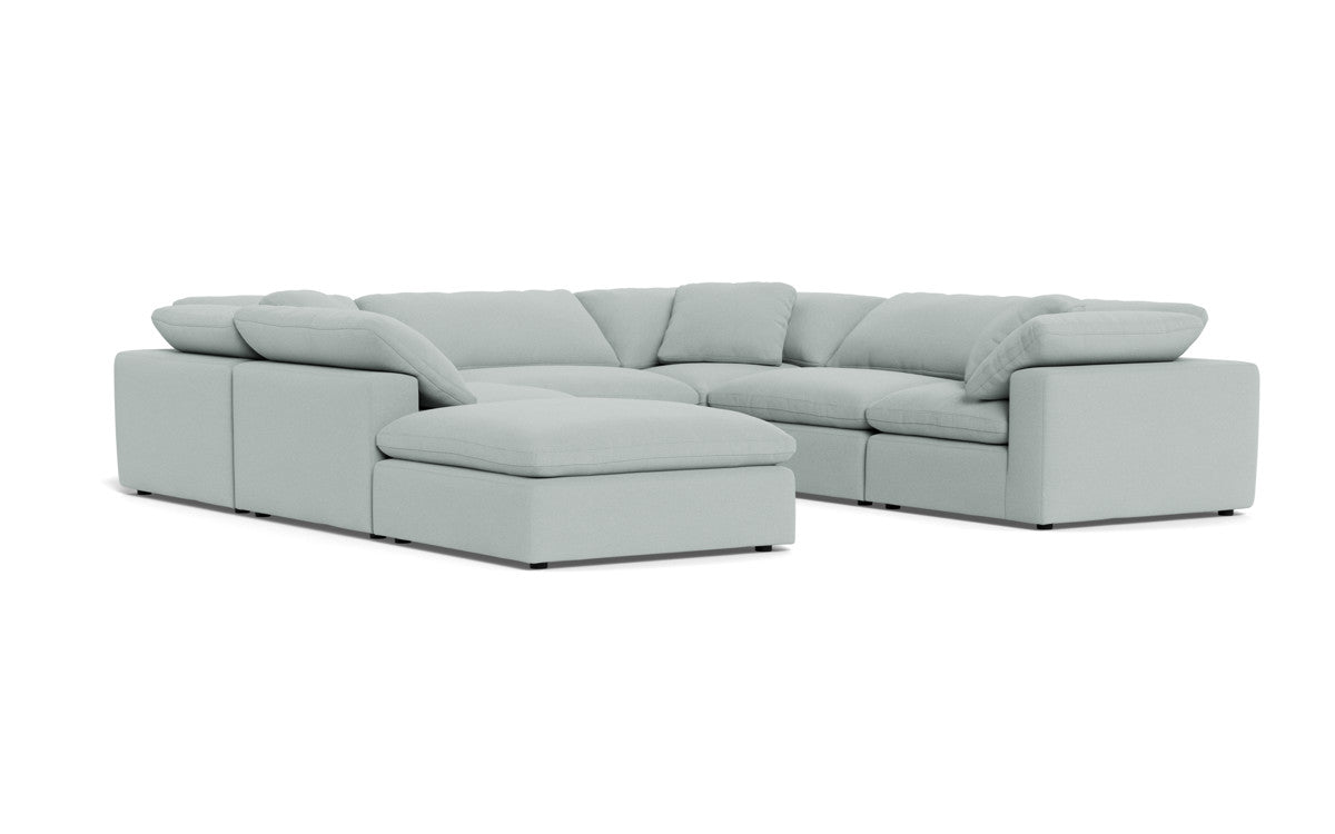 Fluffy 6-Piece Sectional Sofa with Ottoman - Soft Modular Couch Set for Living Room, Lounge & Family Room - Perfect for Relaxing, Entertaining & Movie Nights