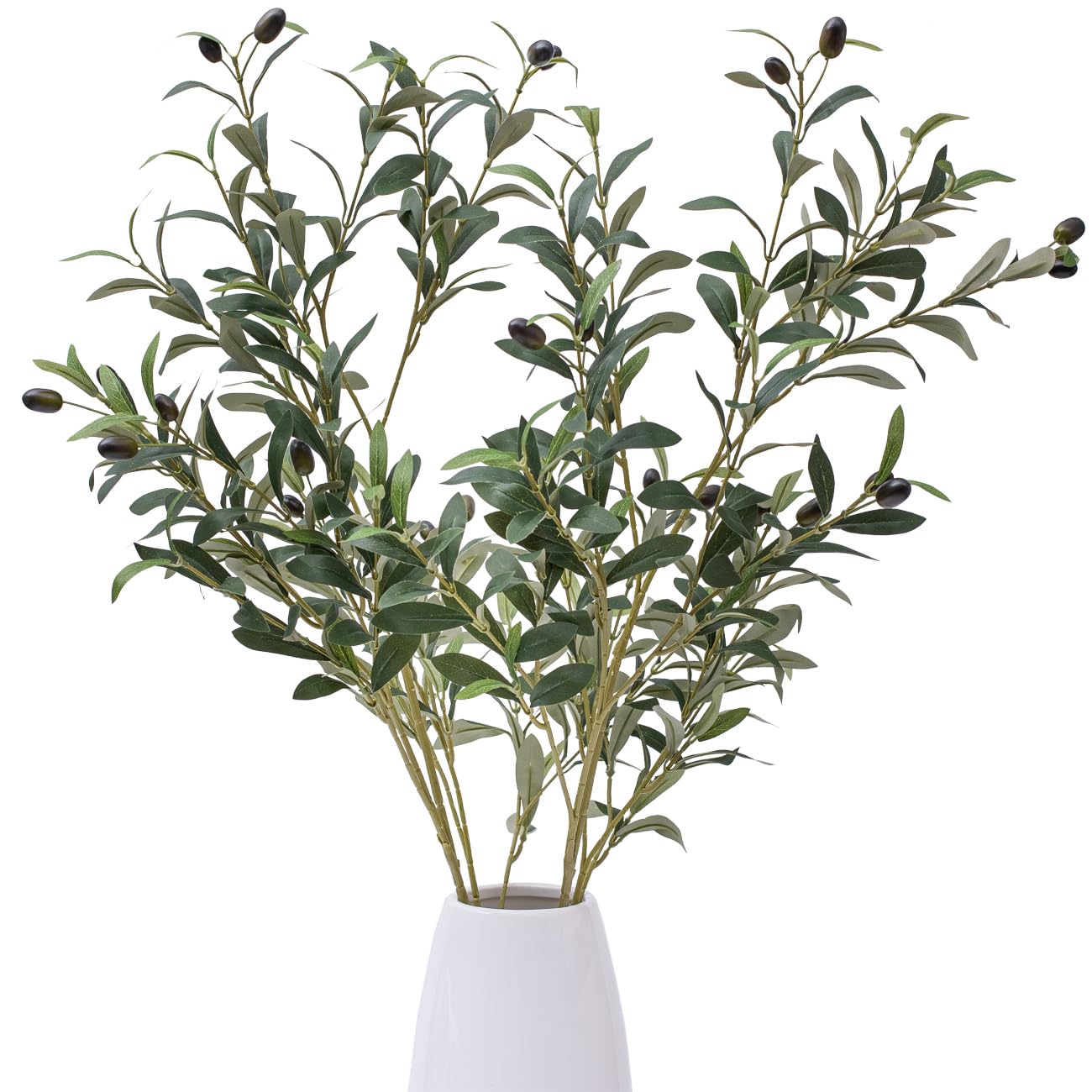 39 Inch Artificial Olive Branch Greenery Stems - 2PCS Faux Plants with 222 Leaves for Vase, Home Decor, Wedding Centerpiece, Office Desk Decor, Indoor Fake Olive Tree Branches