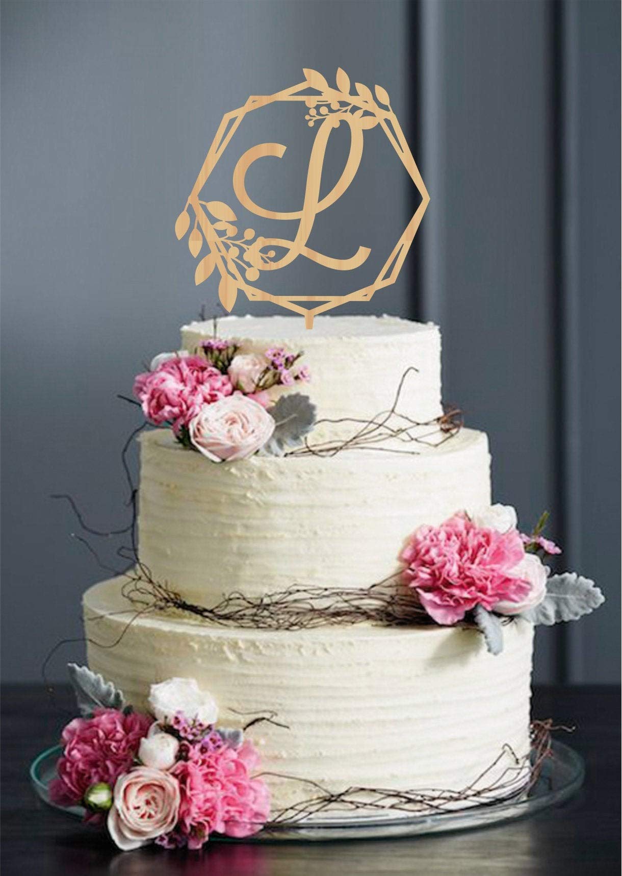 Letter L Wedding Cake Topper - Elegant Monogram Cake Decor for Weddings, Anniversaries & Special Celebrations - Single Initial Cake Topper for Personalized Party Decorations
