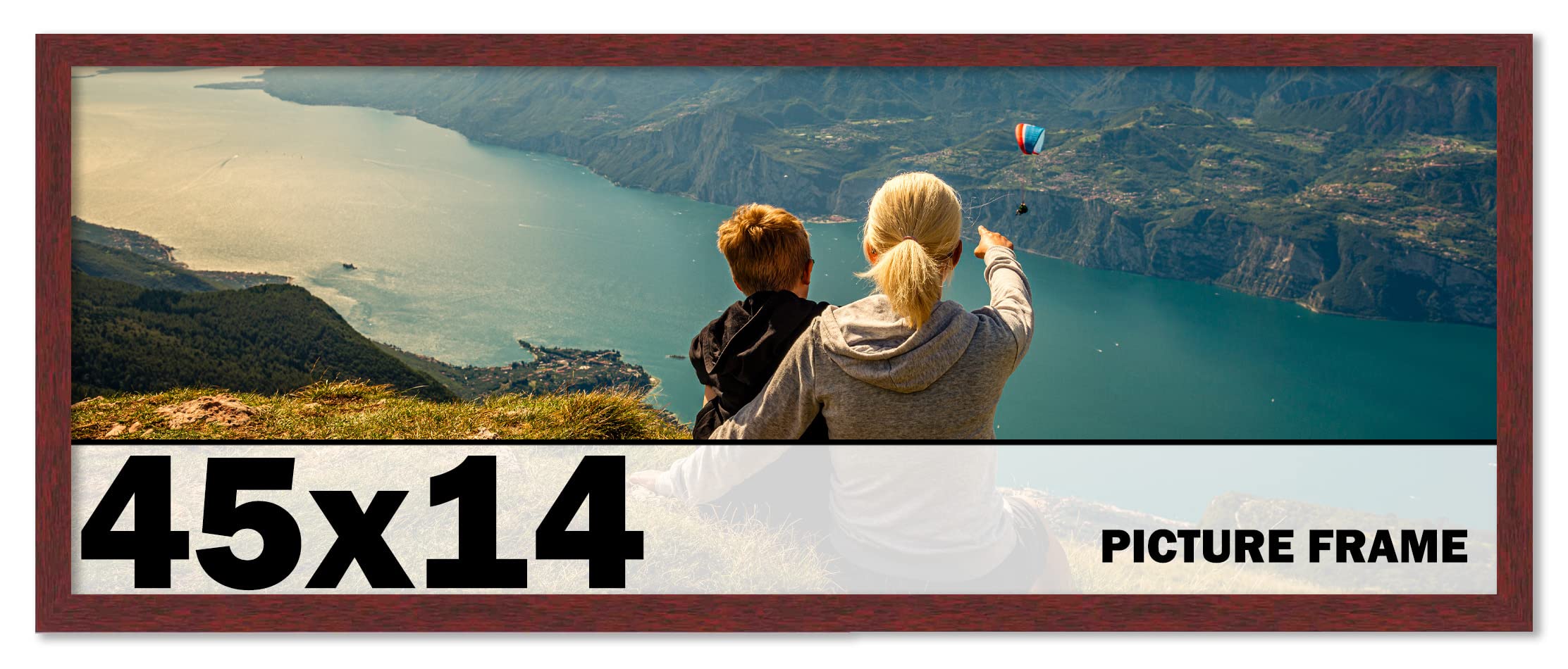 CountryArtHouse 45x14 Inch Solid Mahogany Wood Picture Frame Kit - Includes UV Acrylic Plexiglass, Acid-Free Foam Backing & Hanging Hardware - Perfect for Wall Art, Family Photos, and Home Decor