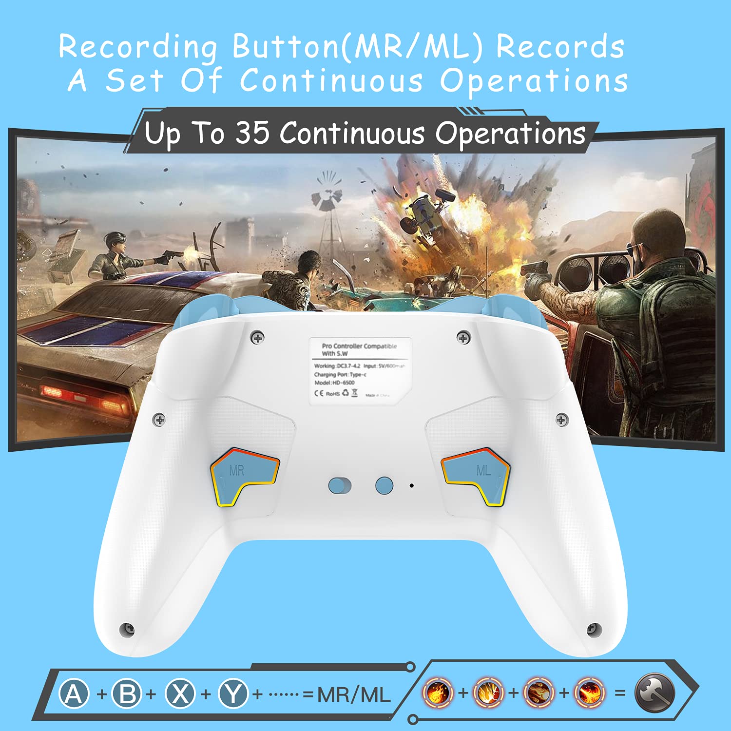 Wireless Bluetooth Controller for Switch/PC/Mobile - Dual Motion, Turbo, 6-Axis - Perfect for Black Myth: Wukong Gaming