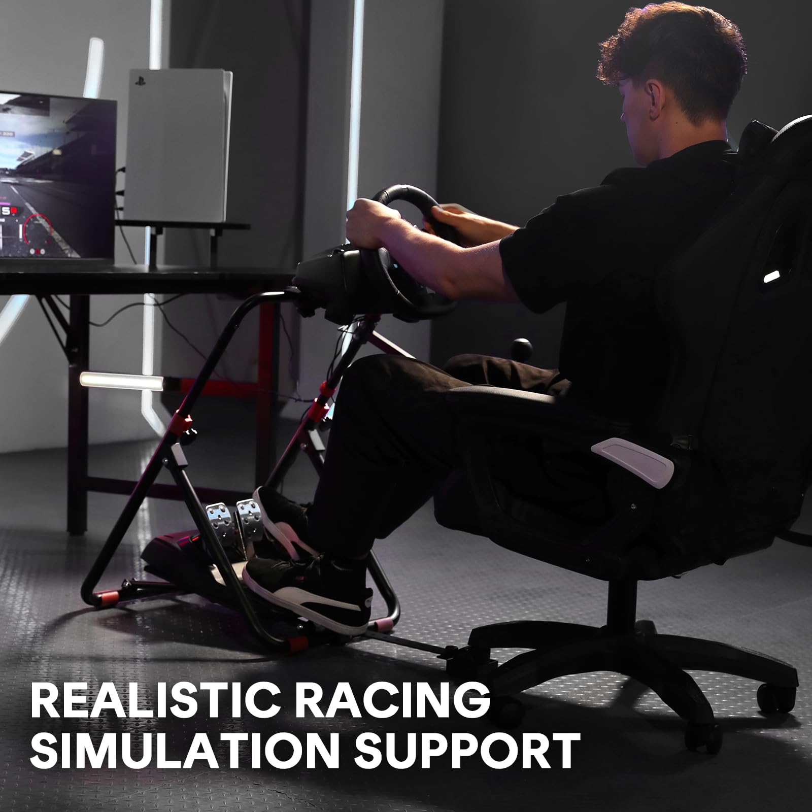 Adjustable Racing Wheel Stand for Logitech G29 G920 G923 G27 G25 & Thrustmaster T248X T248 T300RS T150 458 TX - Compatible with PS4, PS5, Xbox - Perfect for Sim Racing & Gaming Setups
