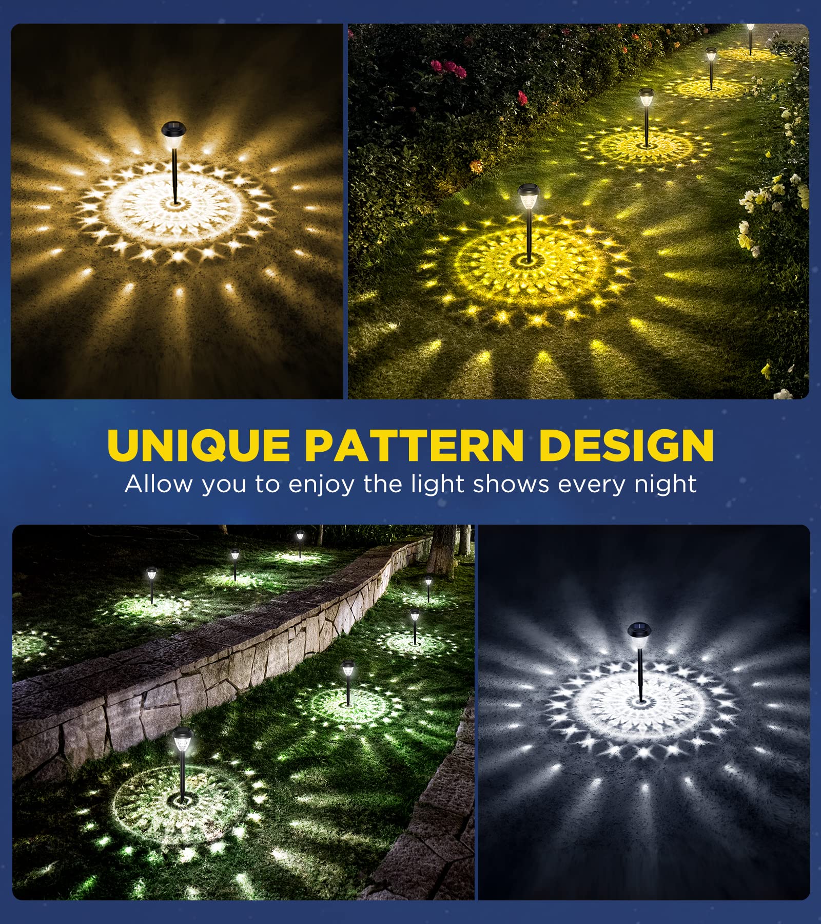 10 Pack Ultra Bright Solar Outdoor Lights - 100% Faster Charging, 12H Auto On/Off, Waterproof Solar Pathway Lights for Garden, Walkway, Yard & Lawn - Perfect for Patio, Driveway & Landscape Lighting
