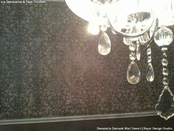 Donatella Damask Stencil - Reusable Wall Stencils for Painting, DIY Home Decor, Furniture & Crafts | Perfect for Bedroom, Living Room, and Wedding Decorations