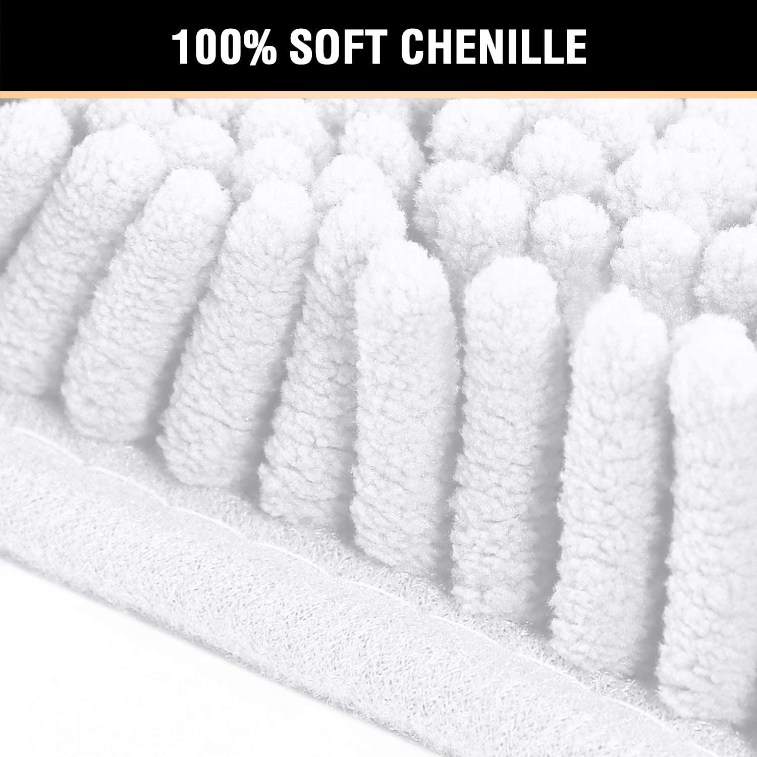H.VERSAILTEX Non-Slip Bath Rugs - Super Soft Chenille Shag Bathroom Mat, Ultra Absorbent & Quick Dry, Machine Washable (20