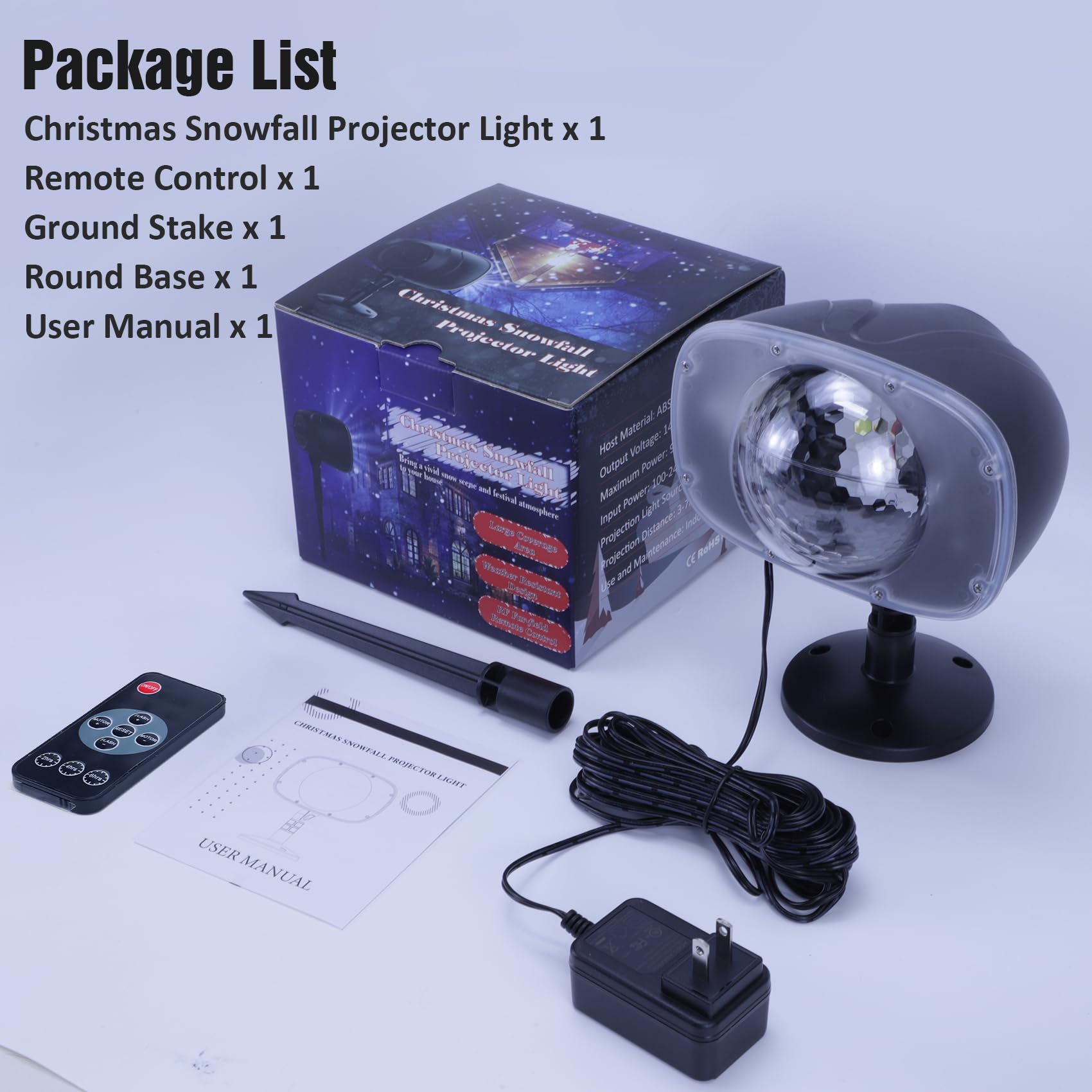 Christmas Snowfall Light Projector with Remote Control - Waterproof Outdoor Rotating Snowflake Projector Lights for Holiday Decorations, Halloween, Weddings & Garden Parties - Create Magical Winter Scenes