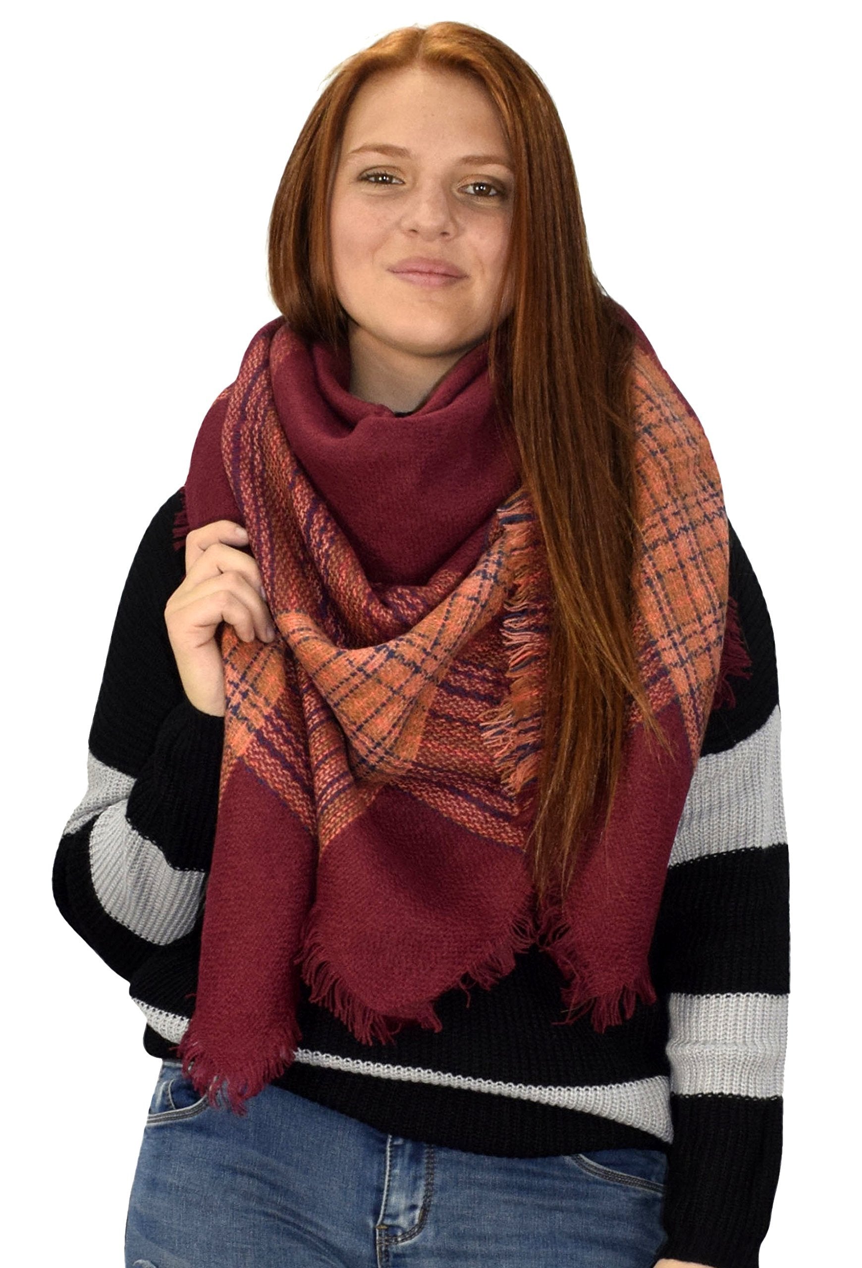 Cozy Tartan Plaid Oversized Scarf Wrap - Soft Woven Blanket Shawl with Fringe for Women & Men | Perfect for Winter, Fall, and Outdoor Activities