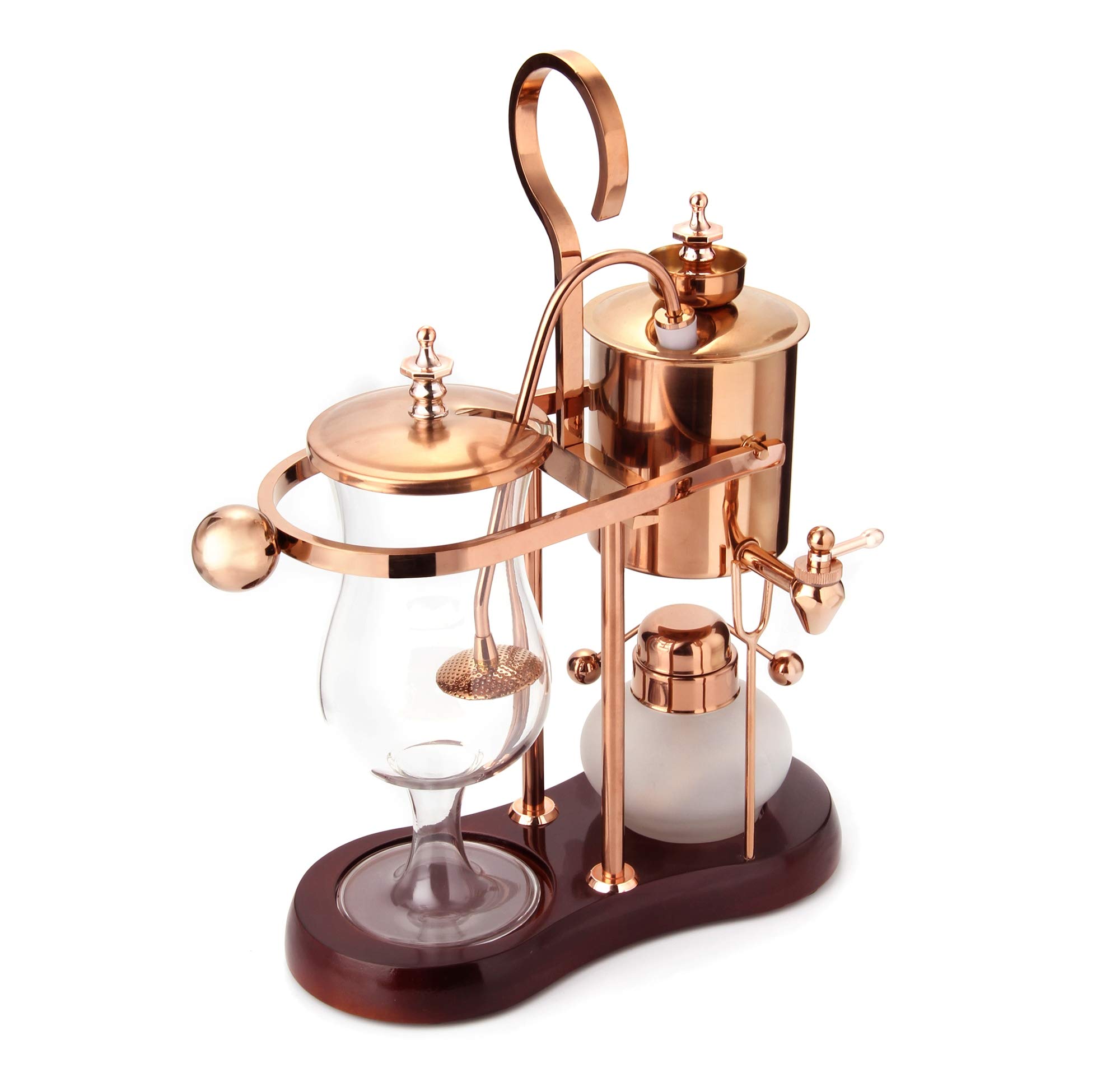 Premium Belgian Royal Family Balance Syphon Coffee Maker - Elegant Retro-Style Siphon Brewer with Polished Rose Gold Finish | Perfect for Home Brewing, Coffee Shops & Gift Giving