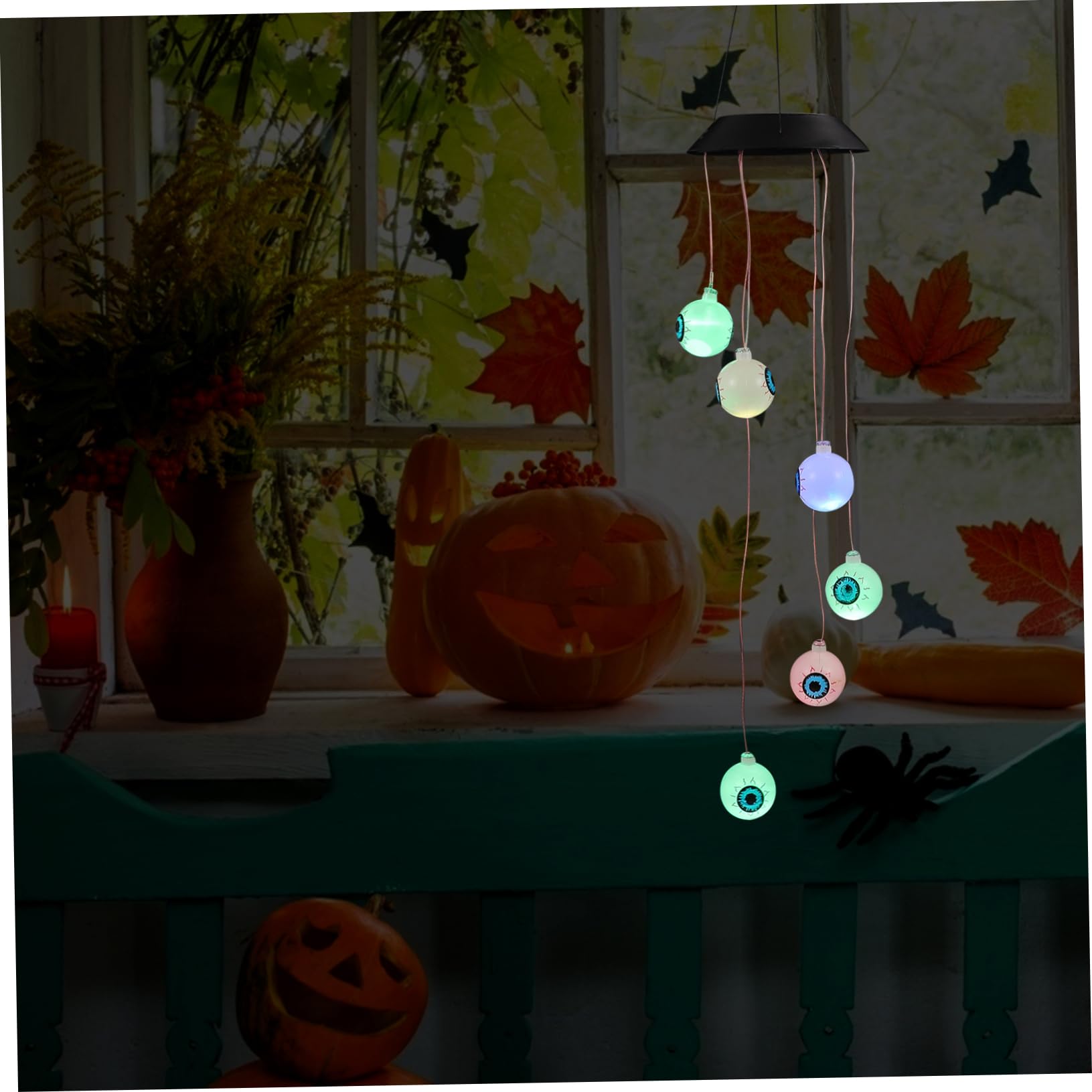 NOLITOY Solar-Powered Halloween Decorations - Scary Eyeball Lights for Outdoor Halloween Party, Yard, Garden & Porch Decor - Waterproof Halloween Themed Hanging Lanterns for Spooky Atmosphere